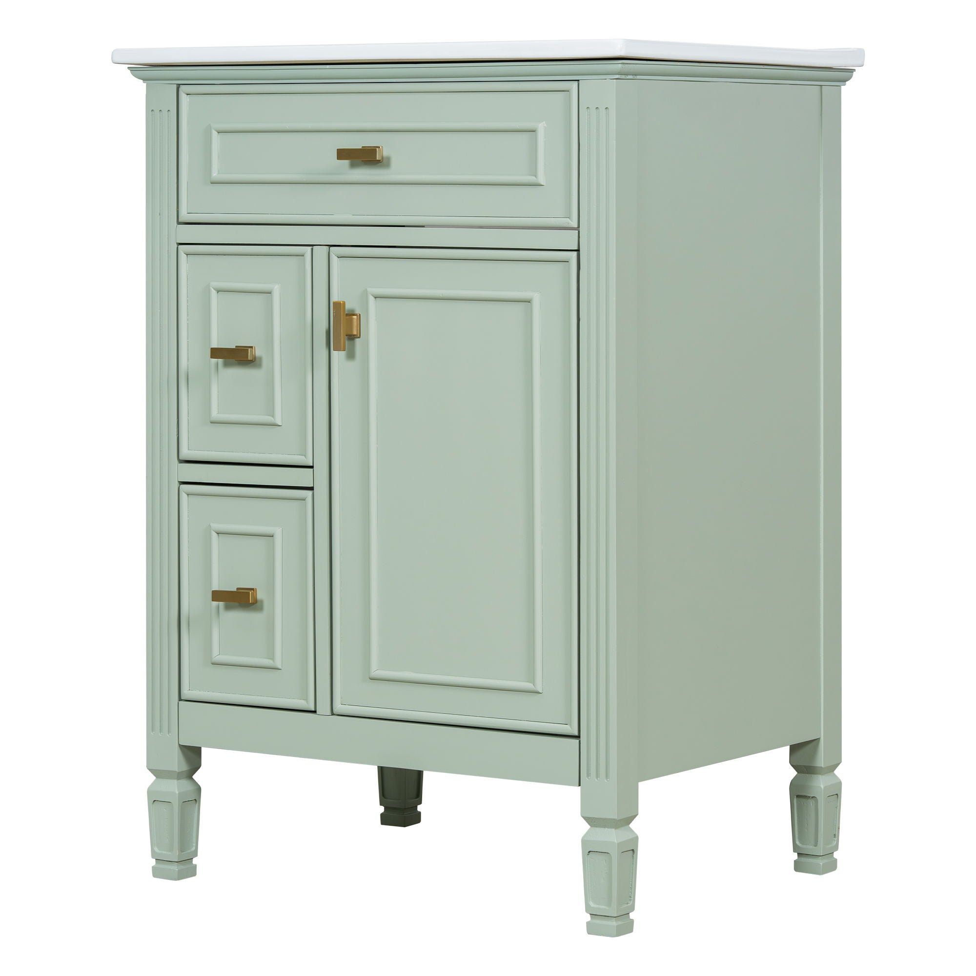 Modern Bathroom Vanity With Sink, Flip Drawer, 2 Drawers, Adjustable Shelf