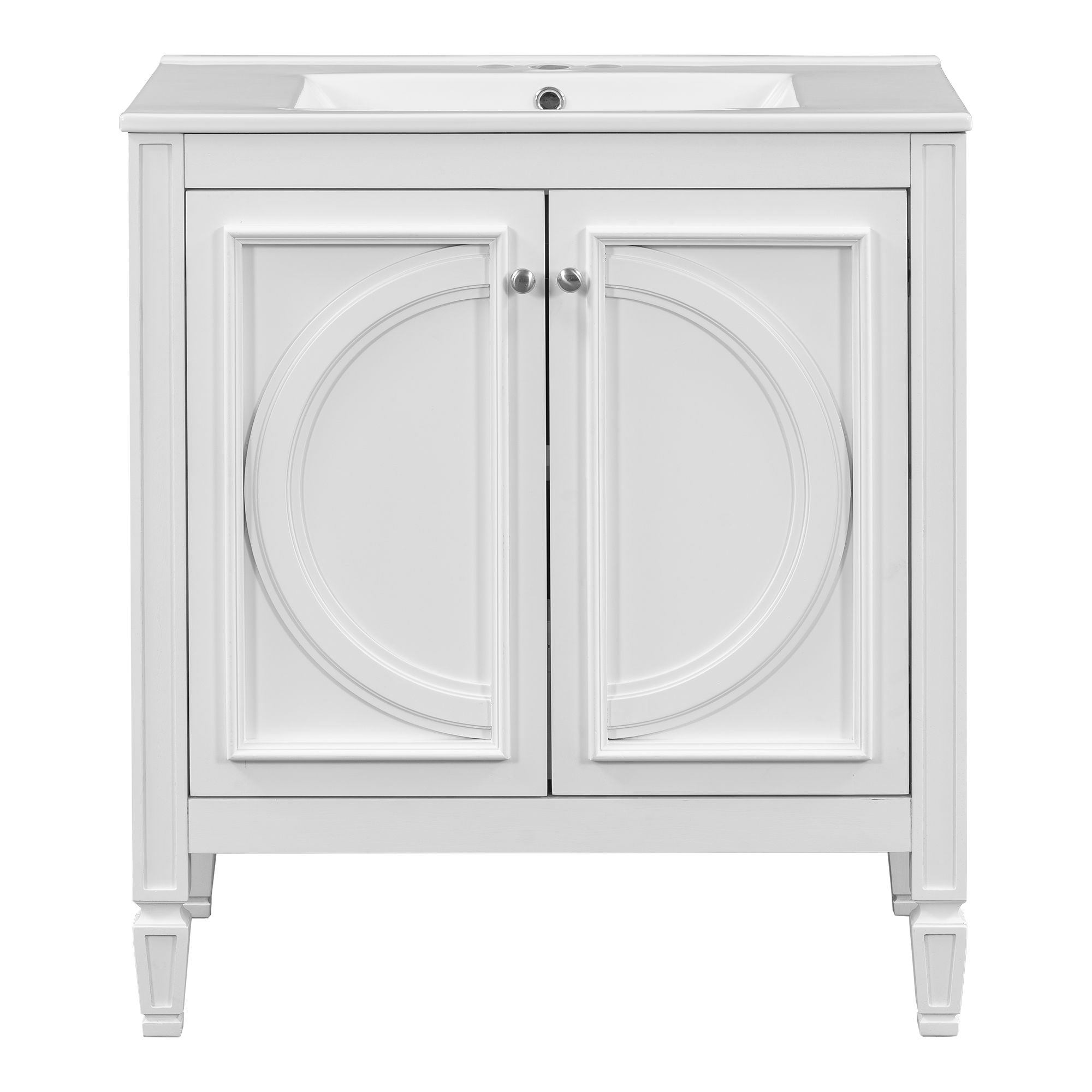 Double Sink Bathroom Vanity Set With Wall Mount Mirror Cabinet