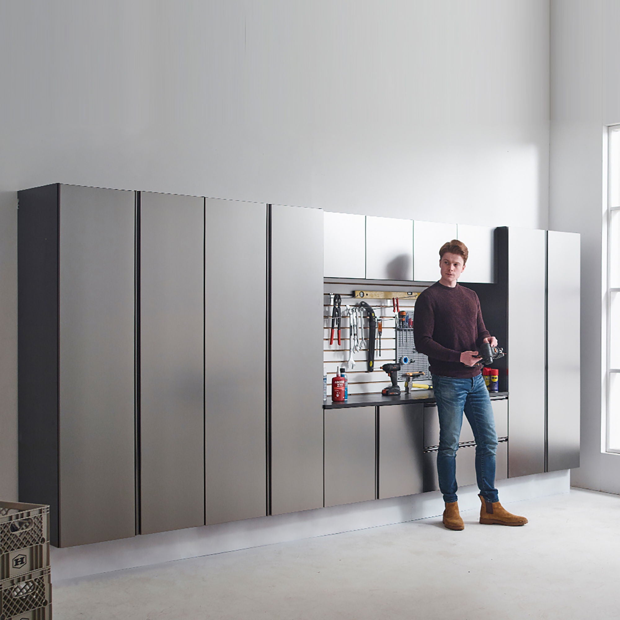 Nova Series - Wall Mounted Utility Storage Garage Cabinet - Dark Gray