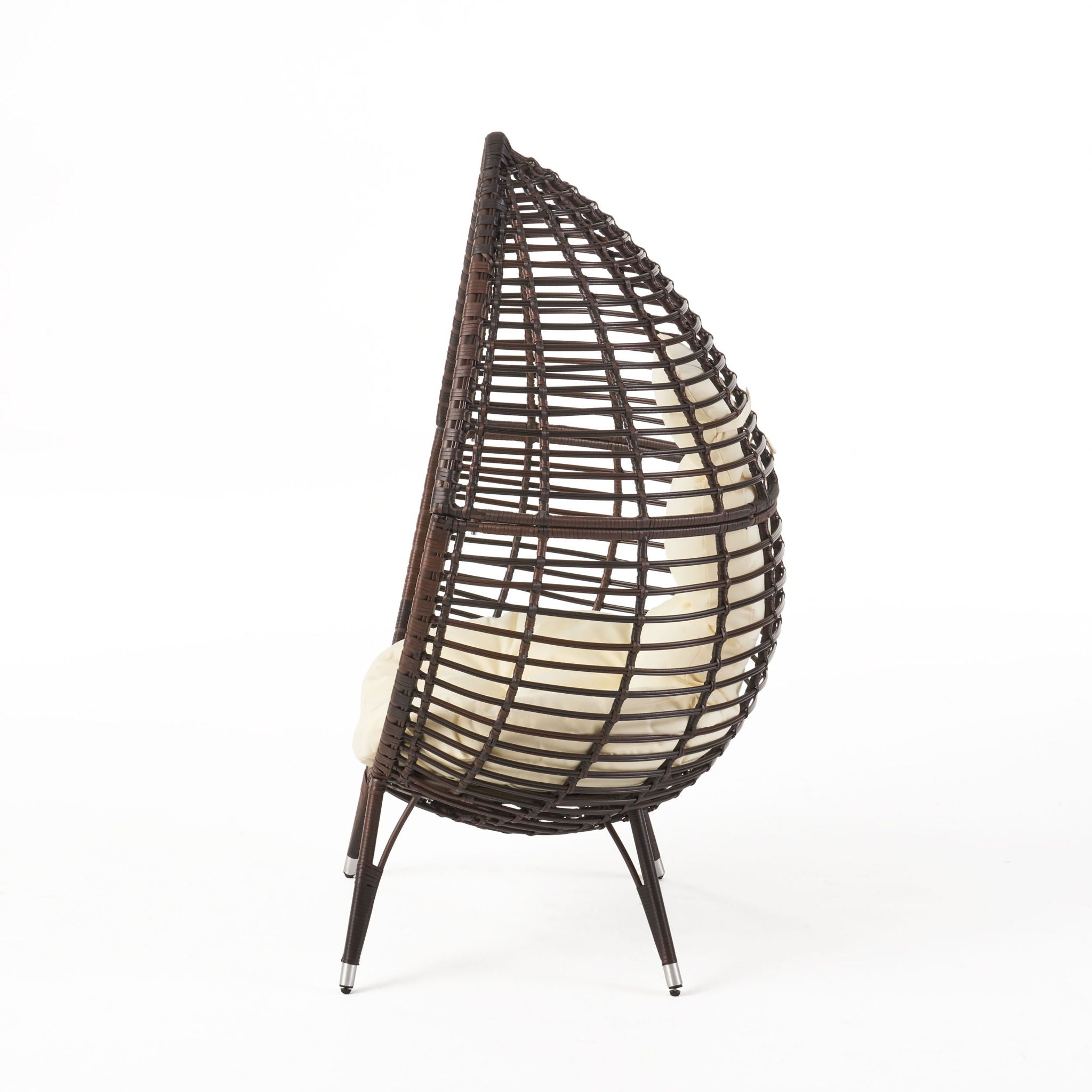 Cutter Teardrop Patio Chair With Water Resistant Cushion - Multi / Brown / Beige