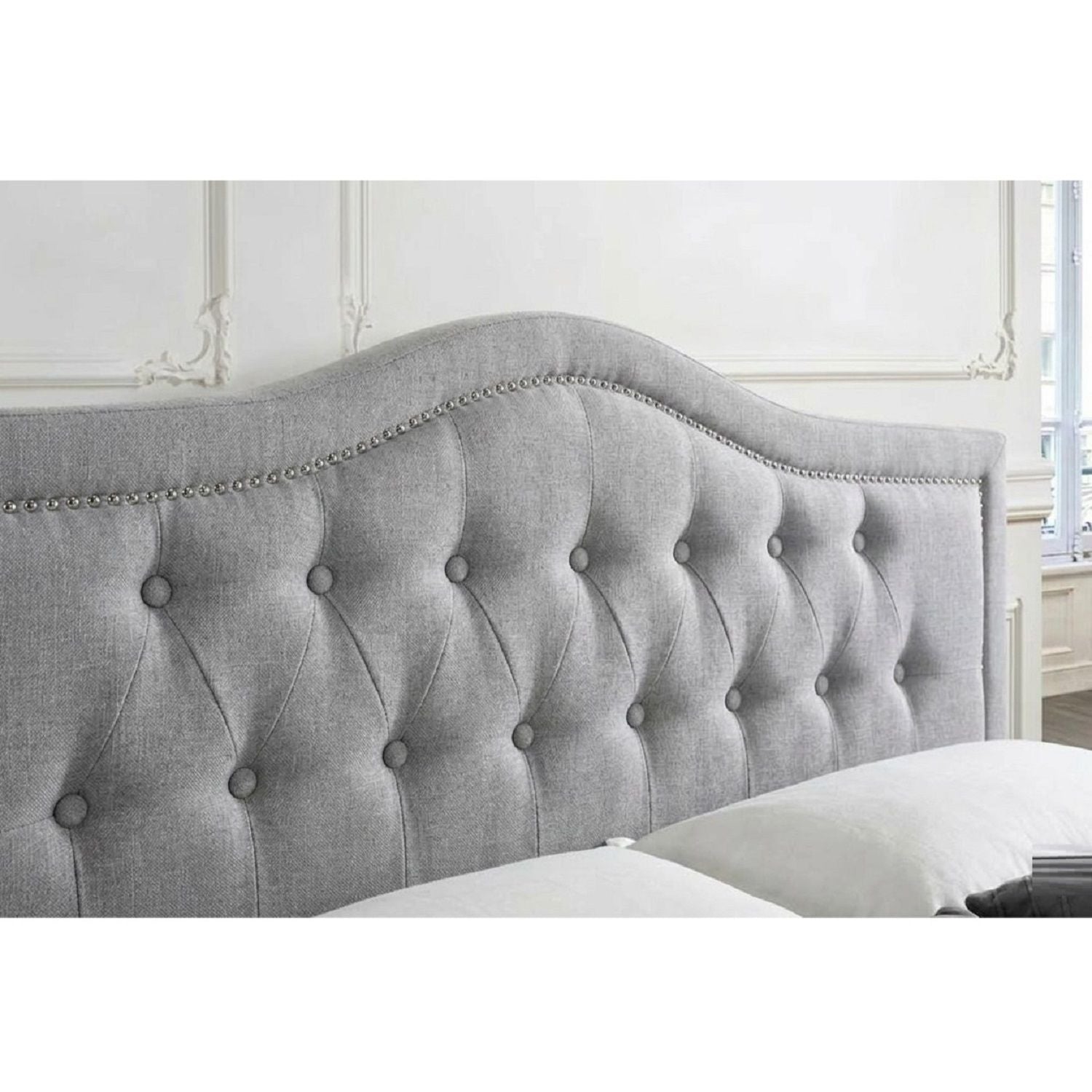 European Style Bed, Button Tufted Headboard