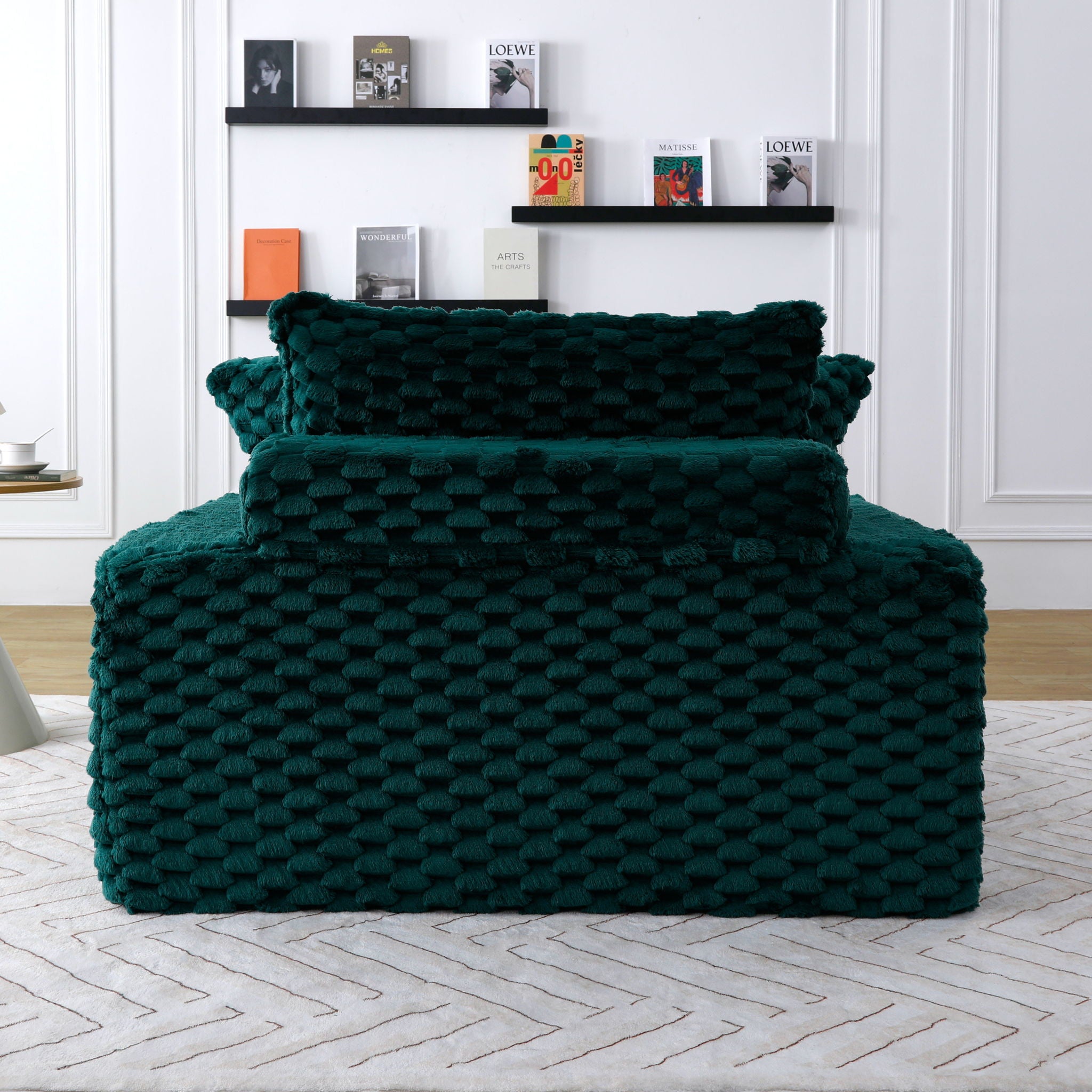 Comfort Bearing Sofa With 2 Pillows And 1 Backrest - Green