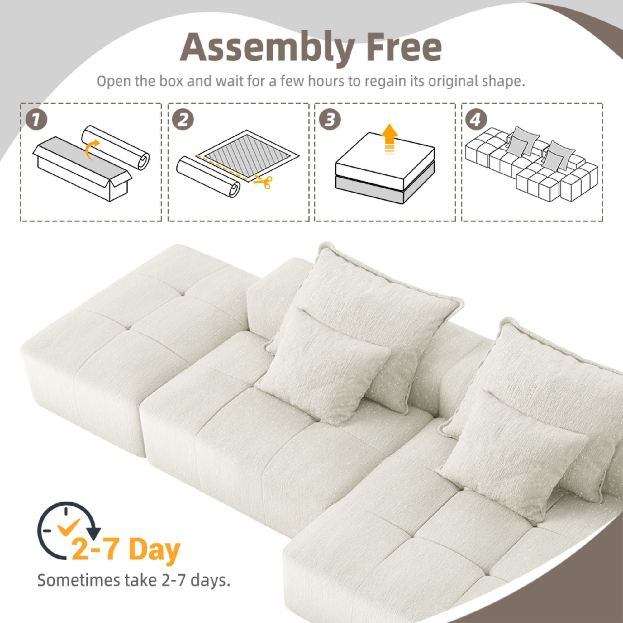 Modern Oversized Diy Combination Modular Sectional Sofa With Pillows