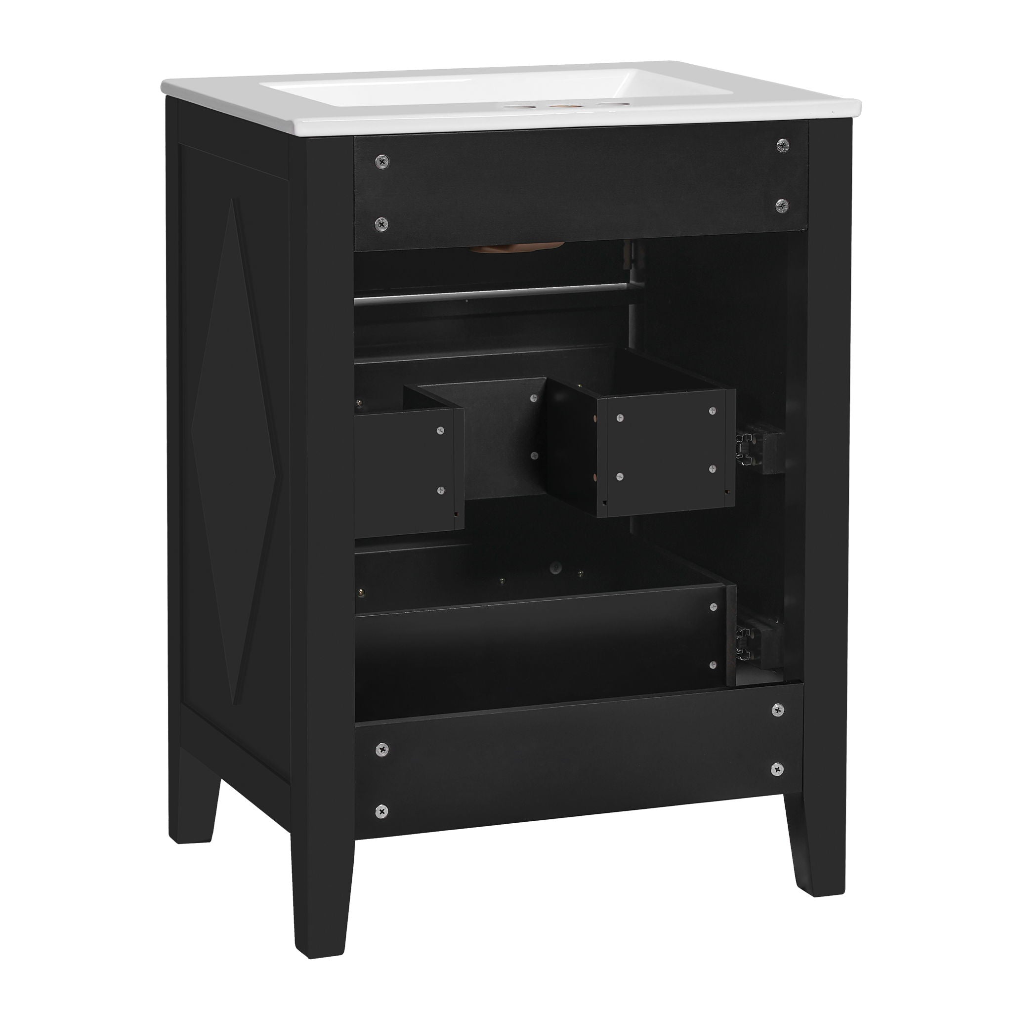 Bathroom Vanity With Sink, Free Standing Single Set, 3 Drawer Storage Cabinet