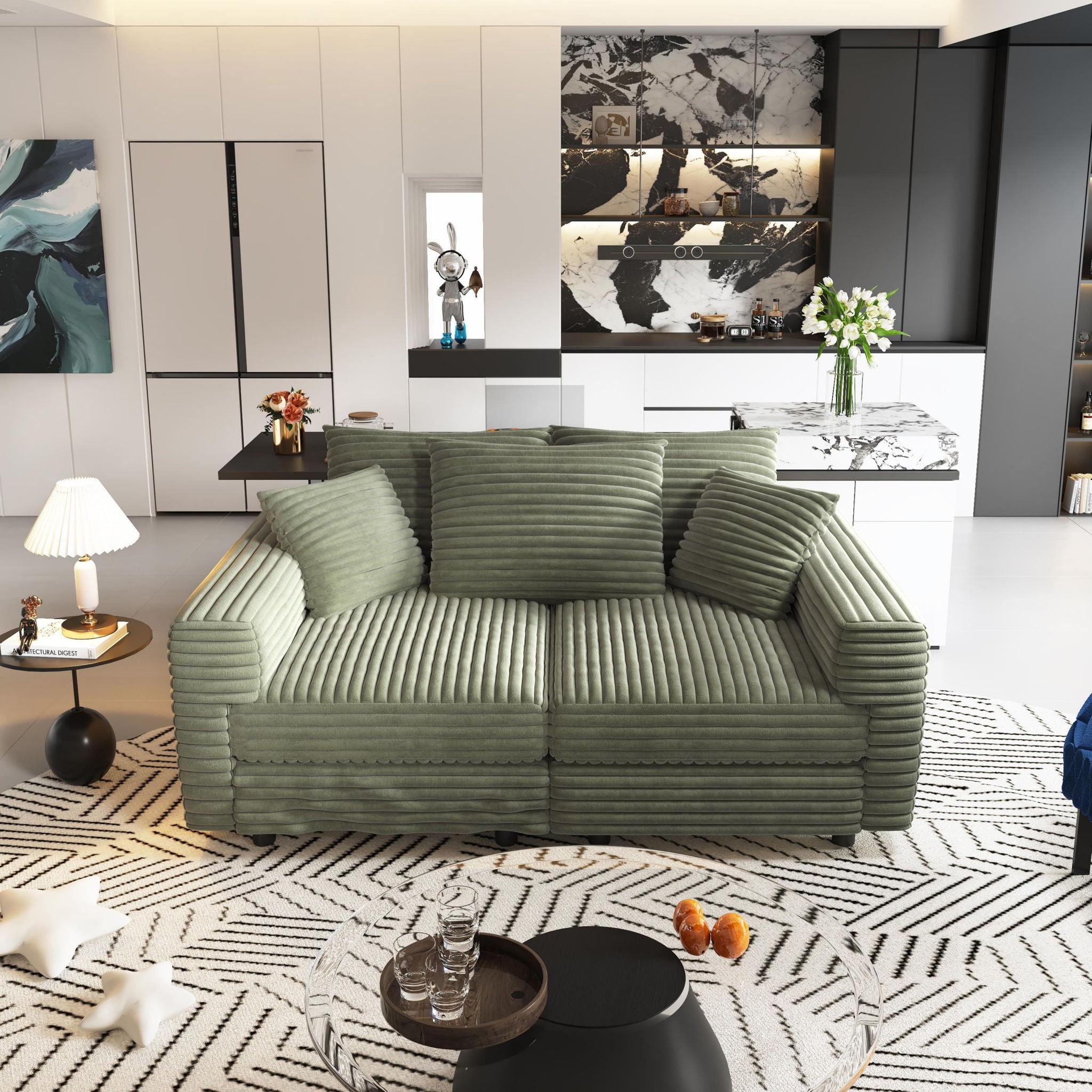 4 Seat Sofa, Modern Comfy Upholstered Sofa Cloud Couch, Deep Seat Couches With Soft Pillows