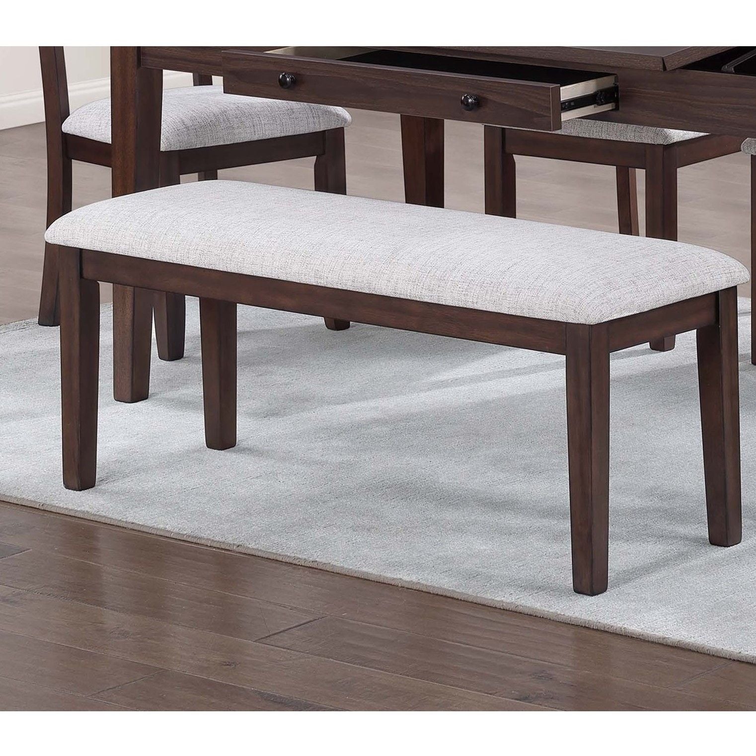 6 Piece Dining Set Table With Storage Ladder Back Chairs And Bench - Walnut
