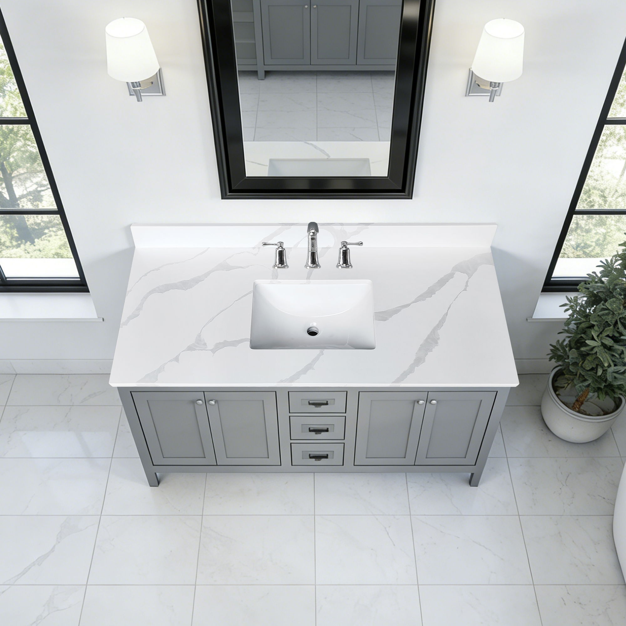 Bathroom Vanity Top With Undermount Sink, 3 Pre Drilled Holes