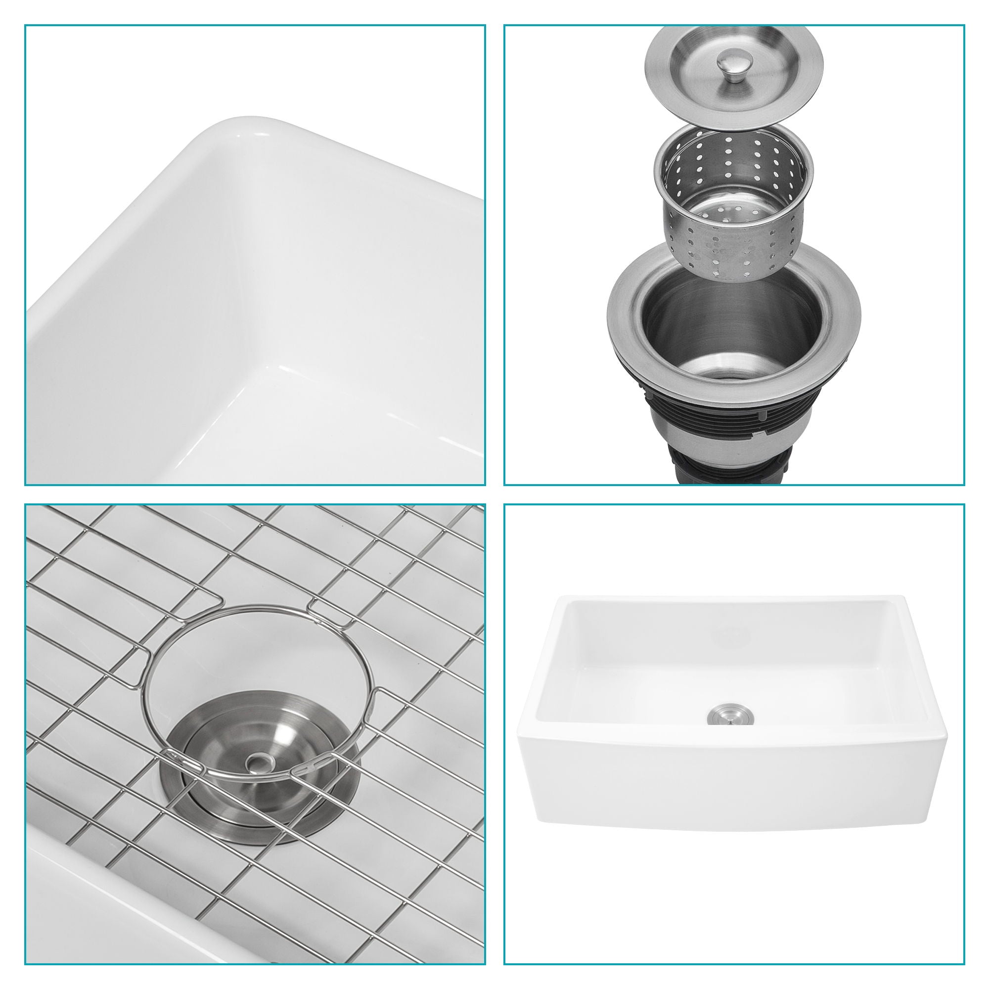 Farmhouse Sink, Apron Front Single Bowl With Arch Edge Design
