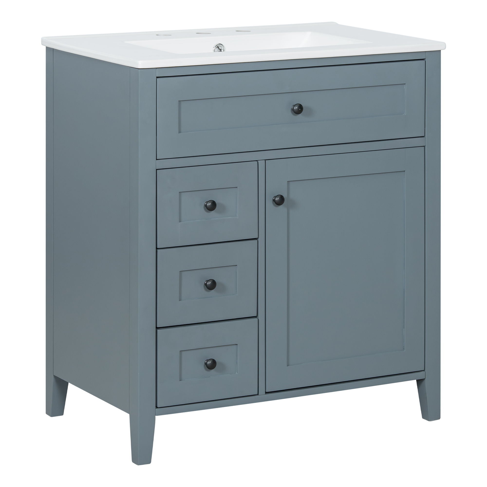 Modern Bathroom Vanity With Sink, 3 Drawers And Adjustable Shelf