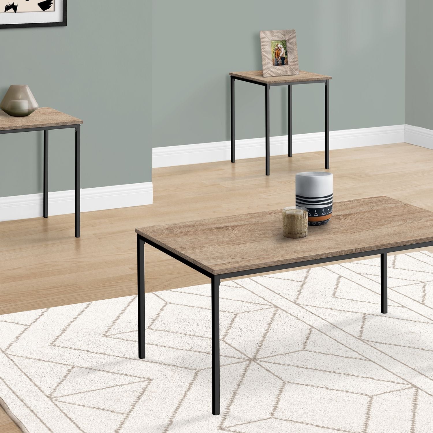 Table Set, Coffee, End, Contemporary, Modern (Set of 3)