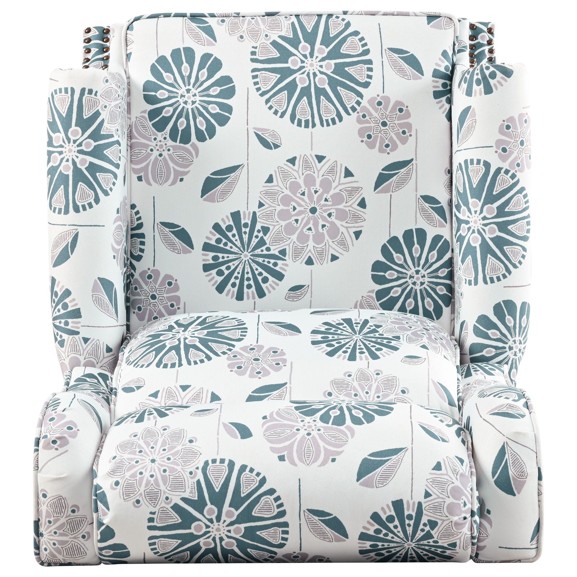 Push Back Recliner Chair Upholstered Recliner Armchair With Classic Wing Back And Solid Gourd-Shaped Legs