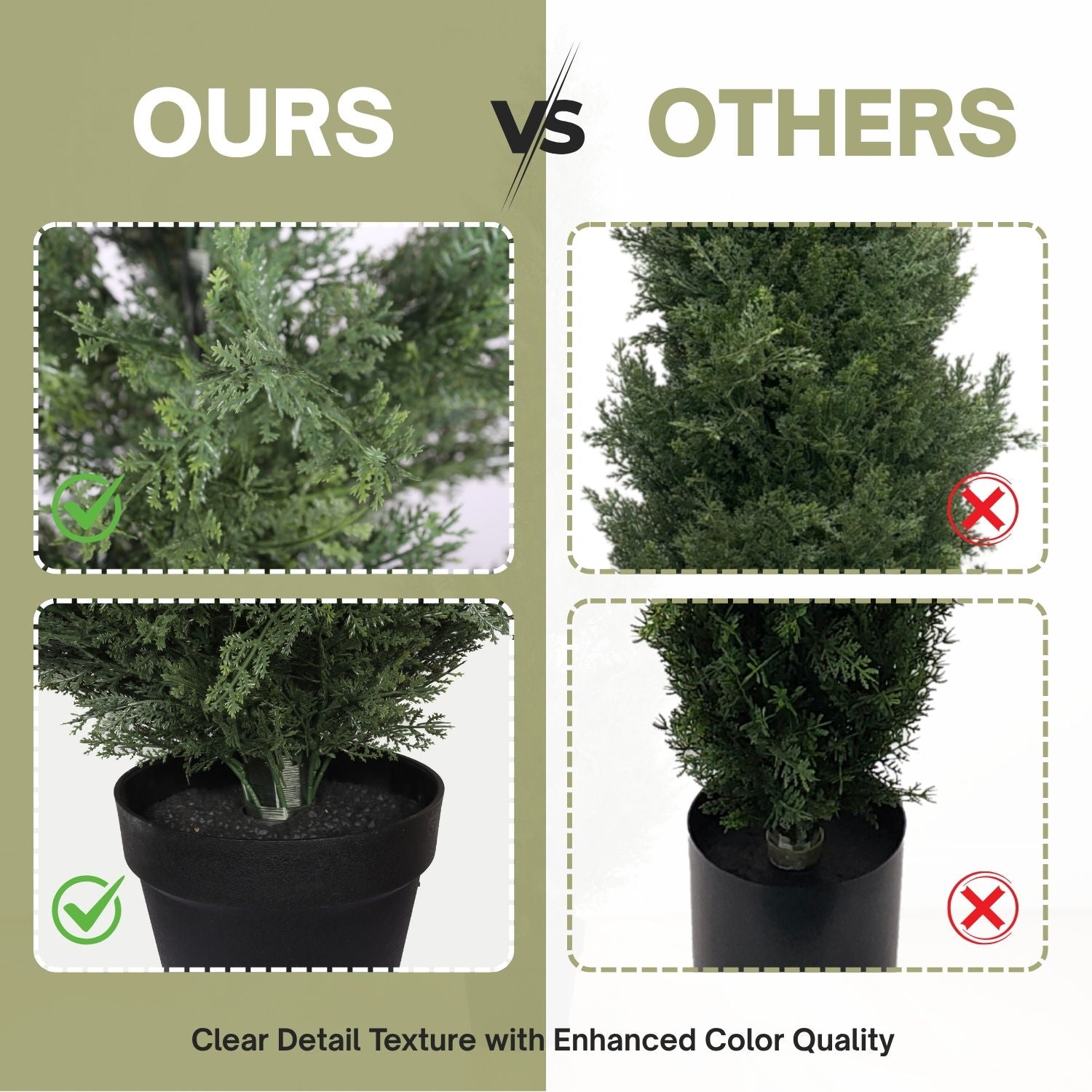 Realistic Artificial Cypress Tree, UV Resistant Indoor / Outdoor Topiary Plant For Decoration - Green Leaves