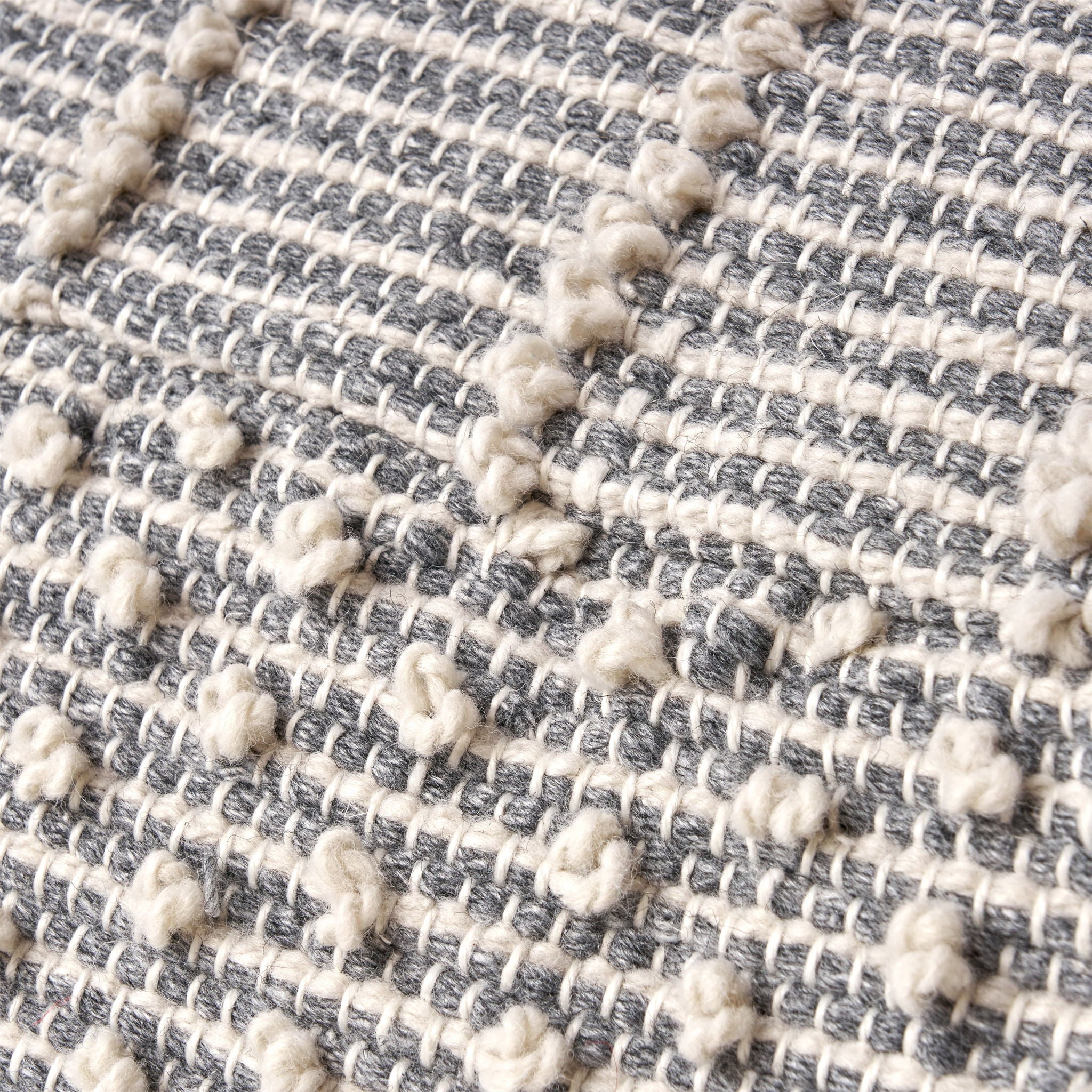 Diamond - Handcrafted Faux Yarn Pouf - Ivory / Gray