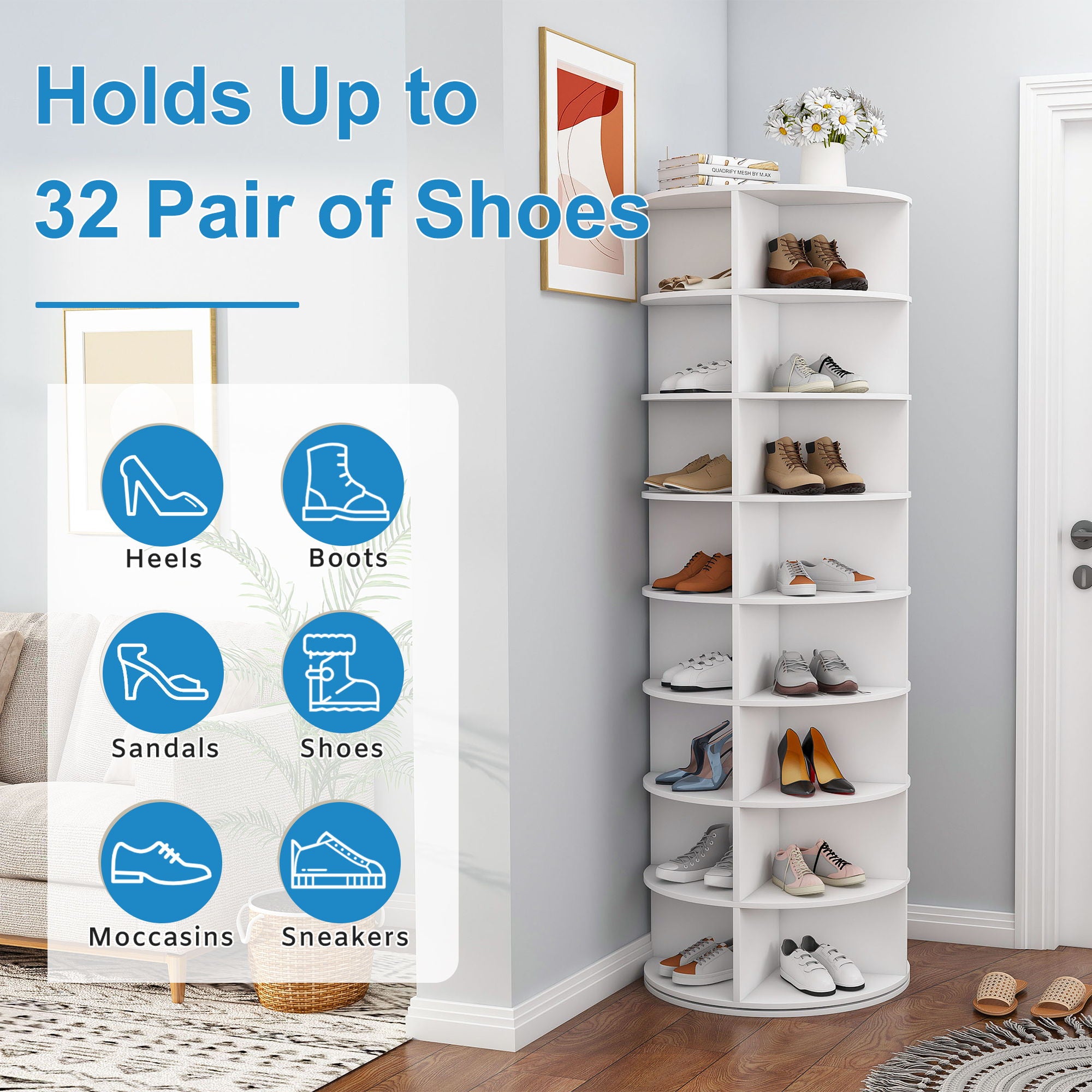 Rotating Shoe Rack Tower