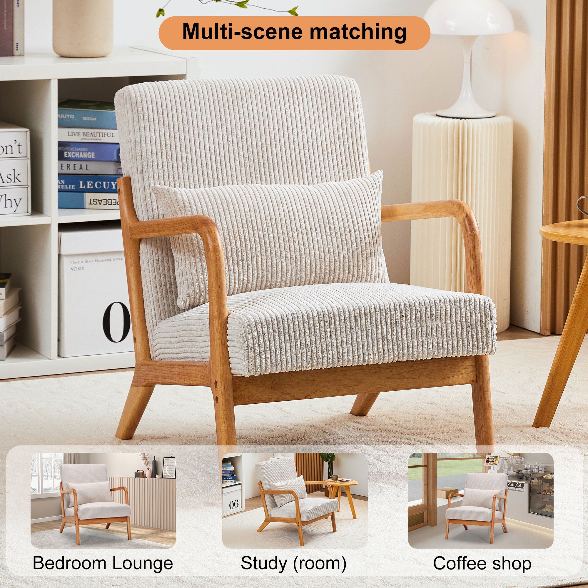 Accent Arm Chair With Pillow Upholstered
