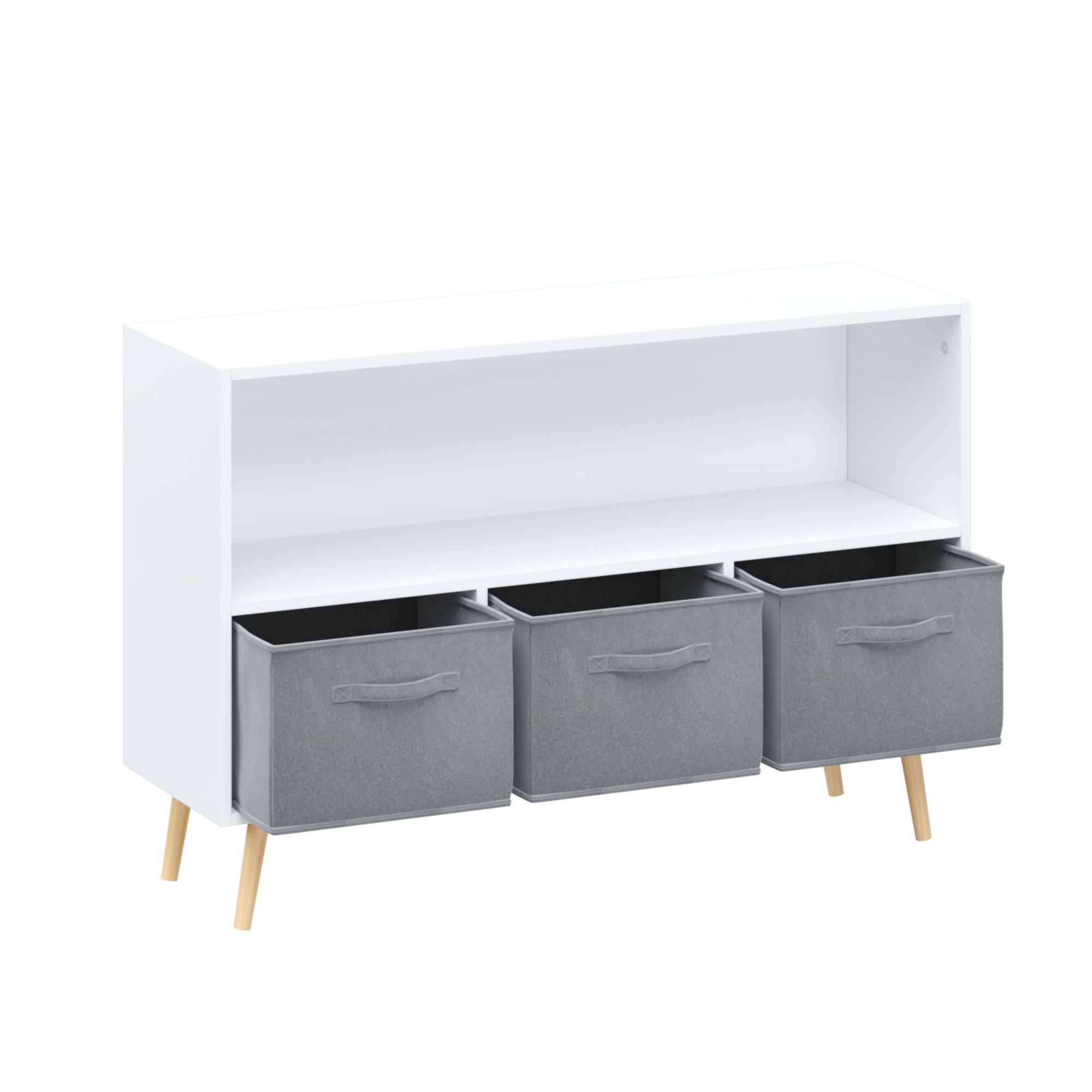 Bookcase With Collapsible Drawers, Book Display Organizer