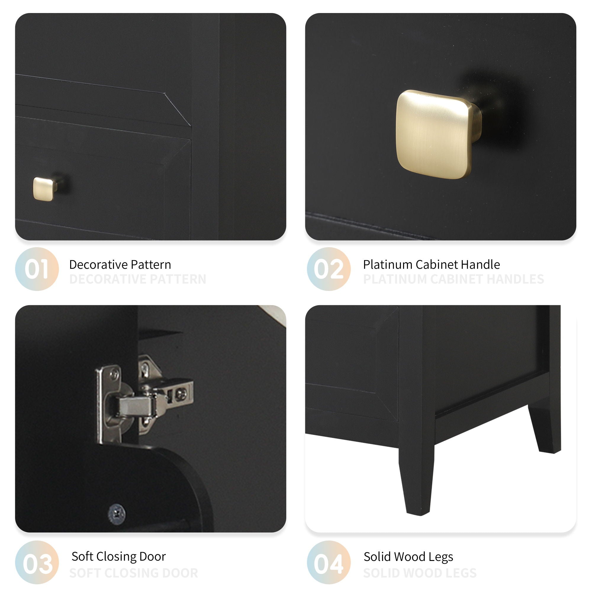 20" Bathroom Vanity With Sink Cabinet With Soft Closing Door, Drawer & Storage Rack - Black