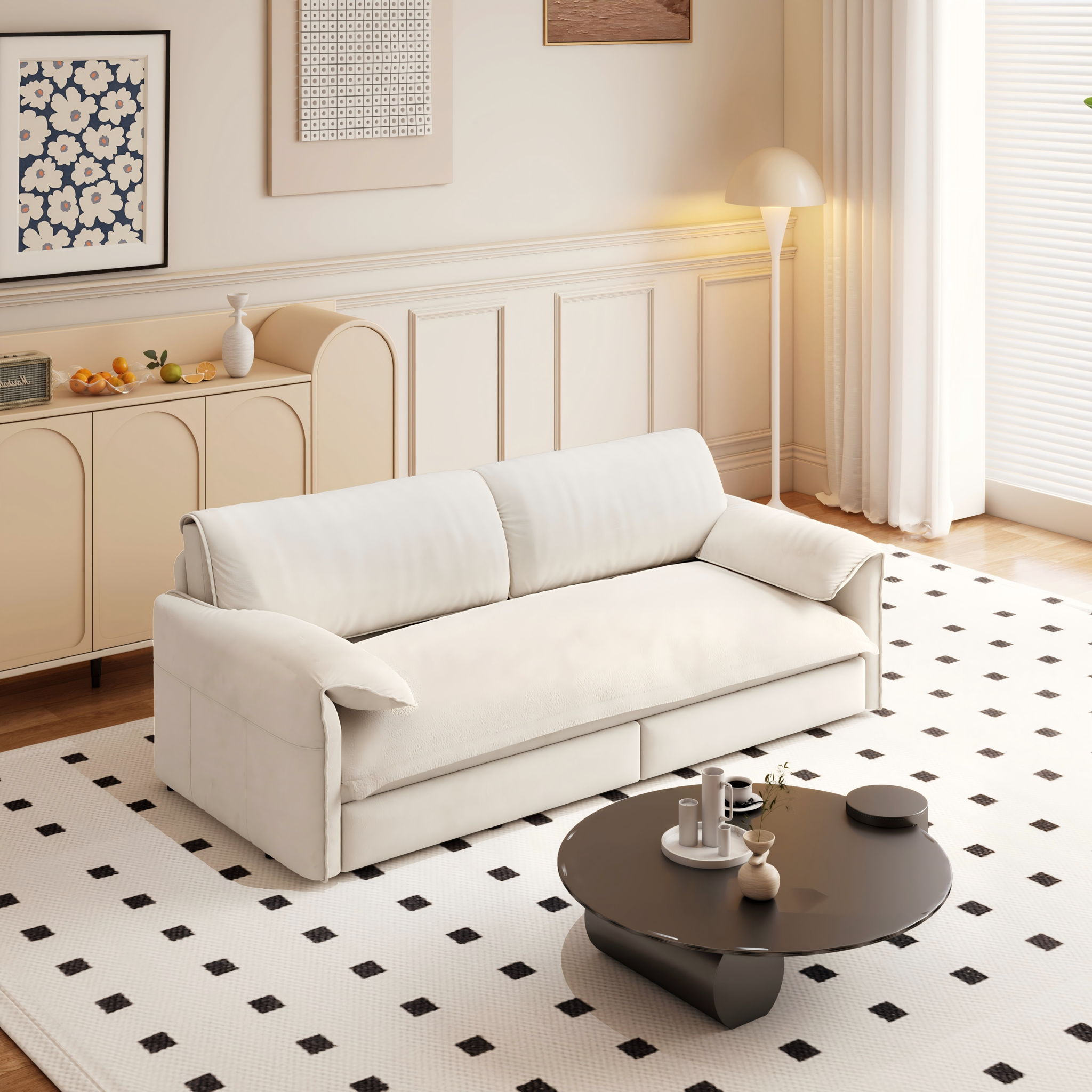 Queen Pull Out Sofa Bed With Side Storage