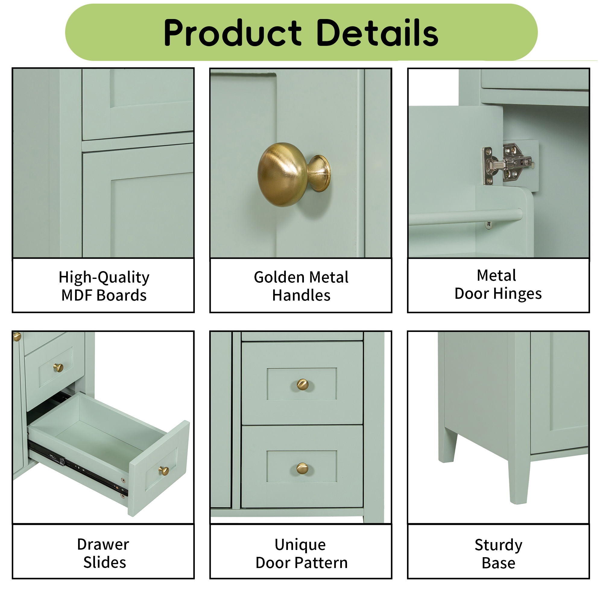 Bathroom Vanity With Sink, 3 Drawers And Adjustable Shelf