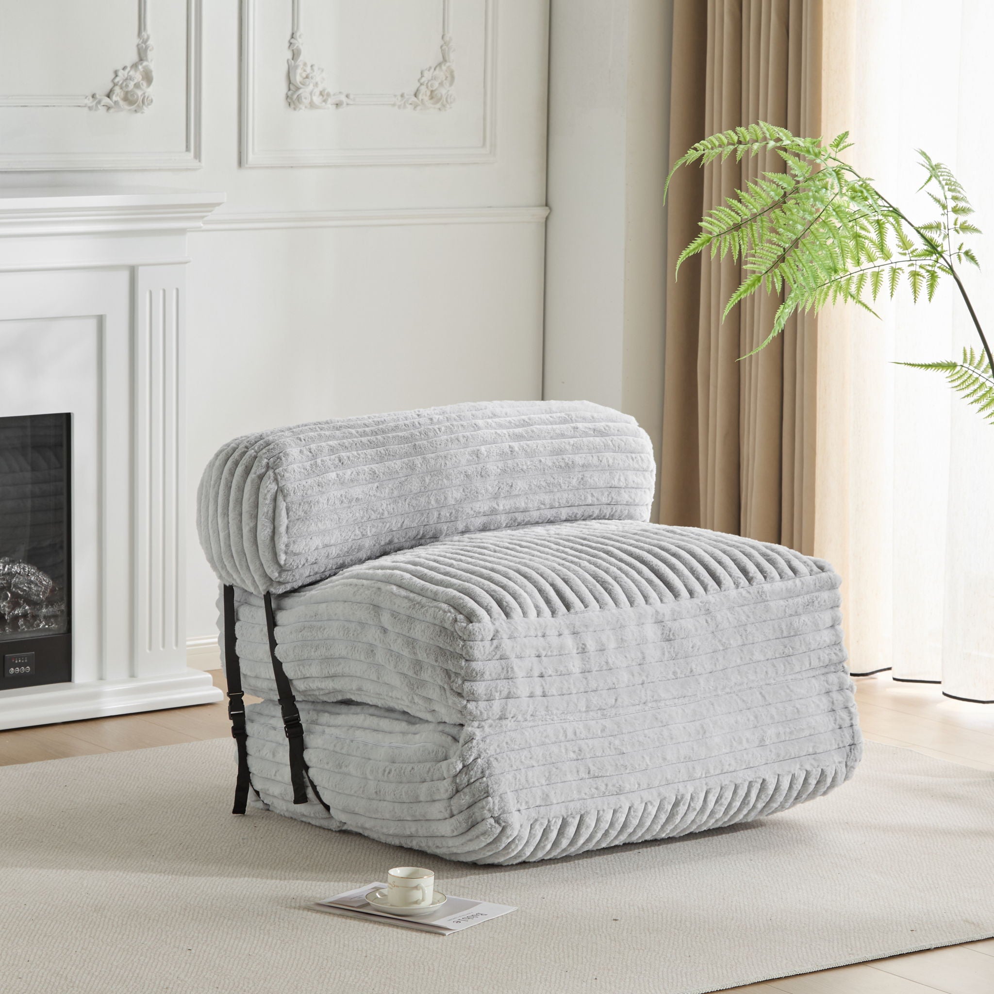 Latina - Indoor Foldbable Bean Bag Lounge Chair - Light Gray