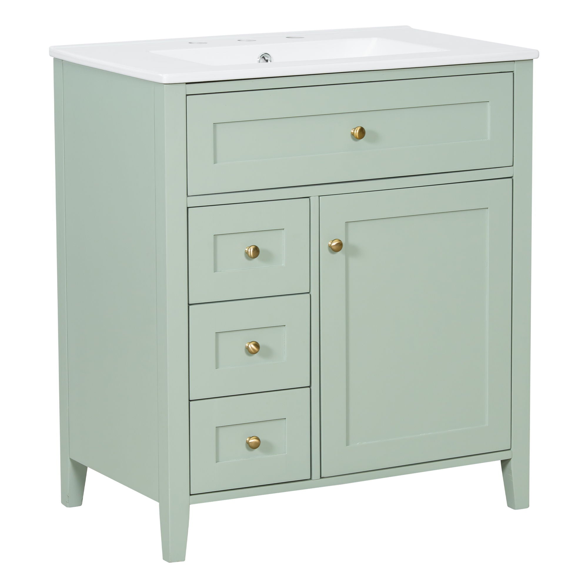 Modern Bathroom Vanity With Sink, 3 Drawers And Adjustable Shelf