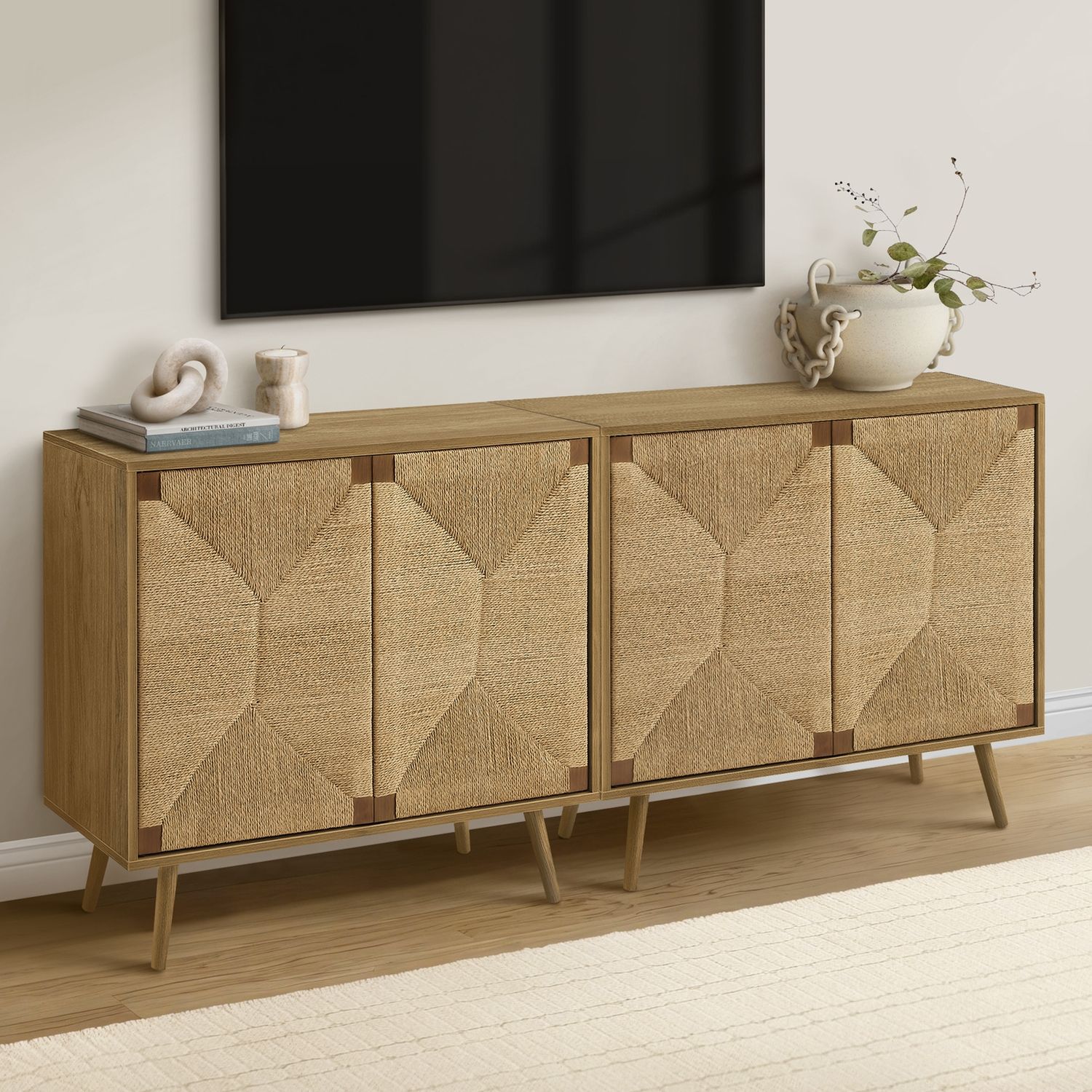 Accent Chest, 2 Door Cabinet, Storage Furniture - Walnut