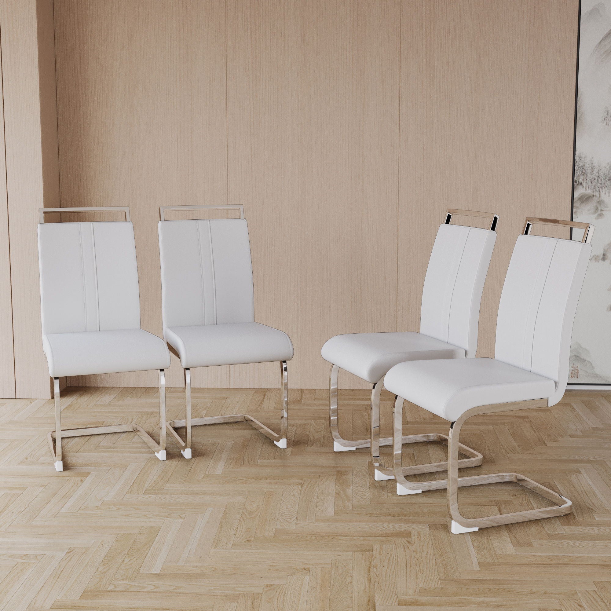 Modern Dining Chairs With Padded Seat, High Back
