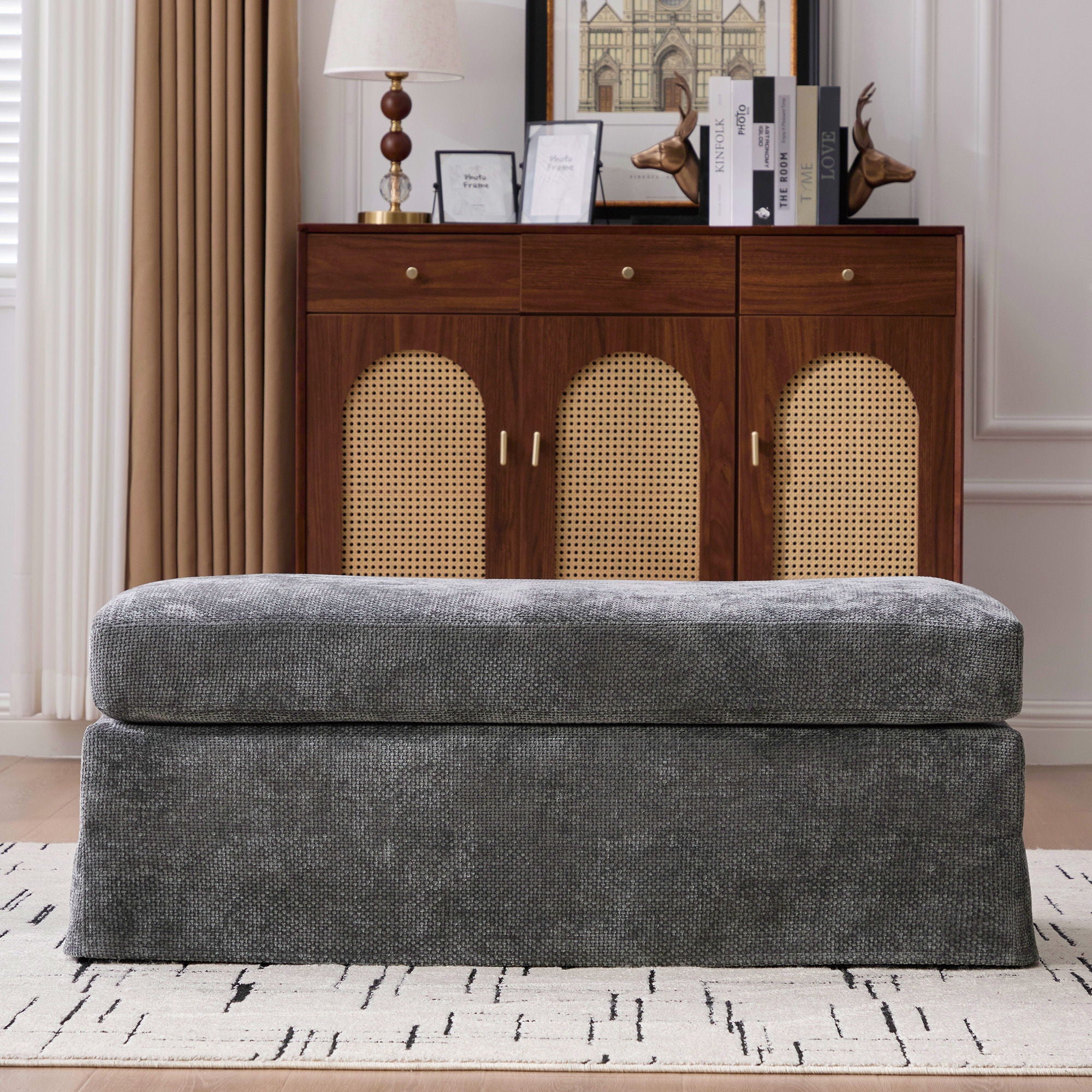 Ottoman Foot Stool With Metal Legs