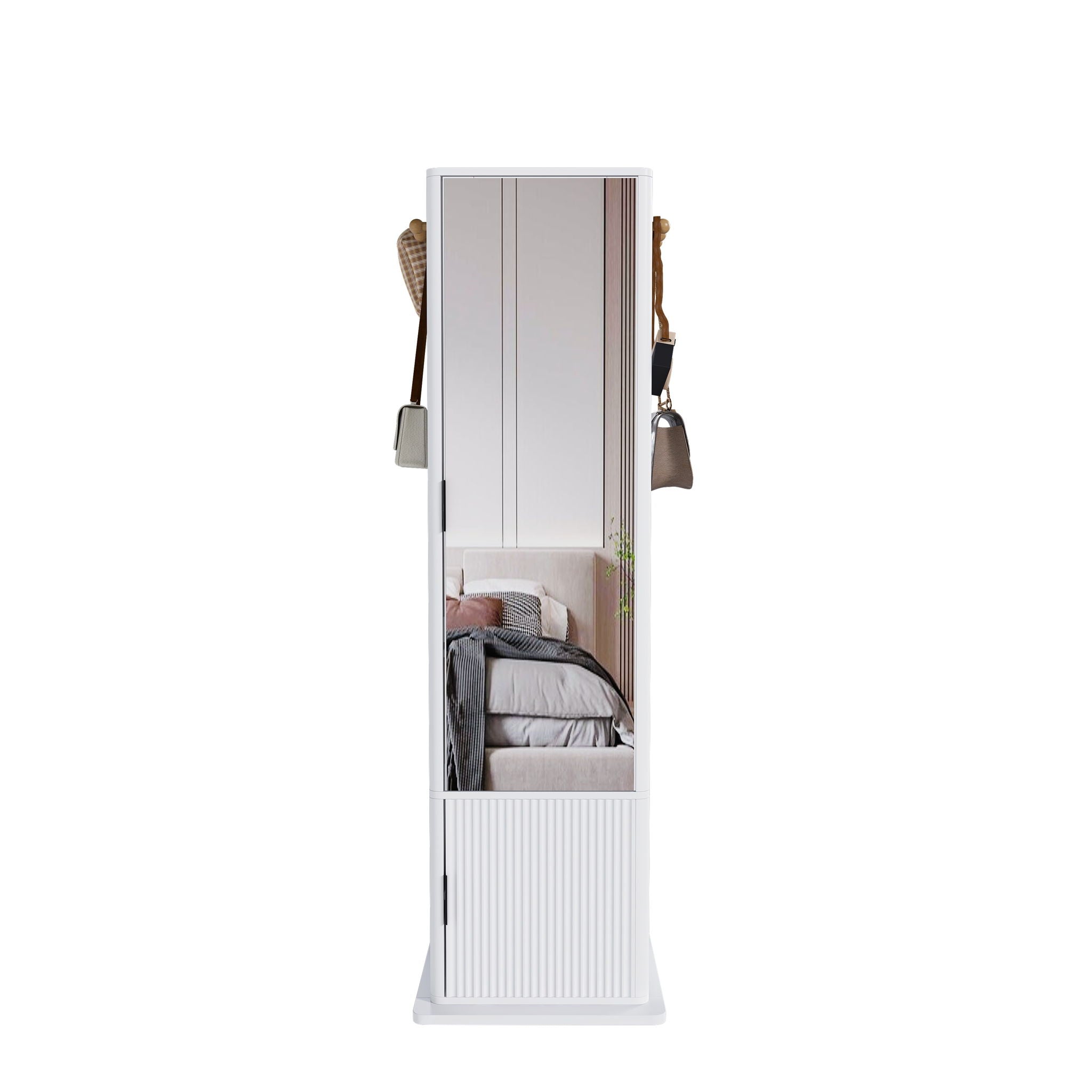 360° Rotating Makeup Cabinet With Full Length Mirror