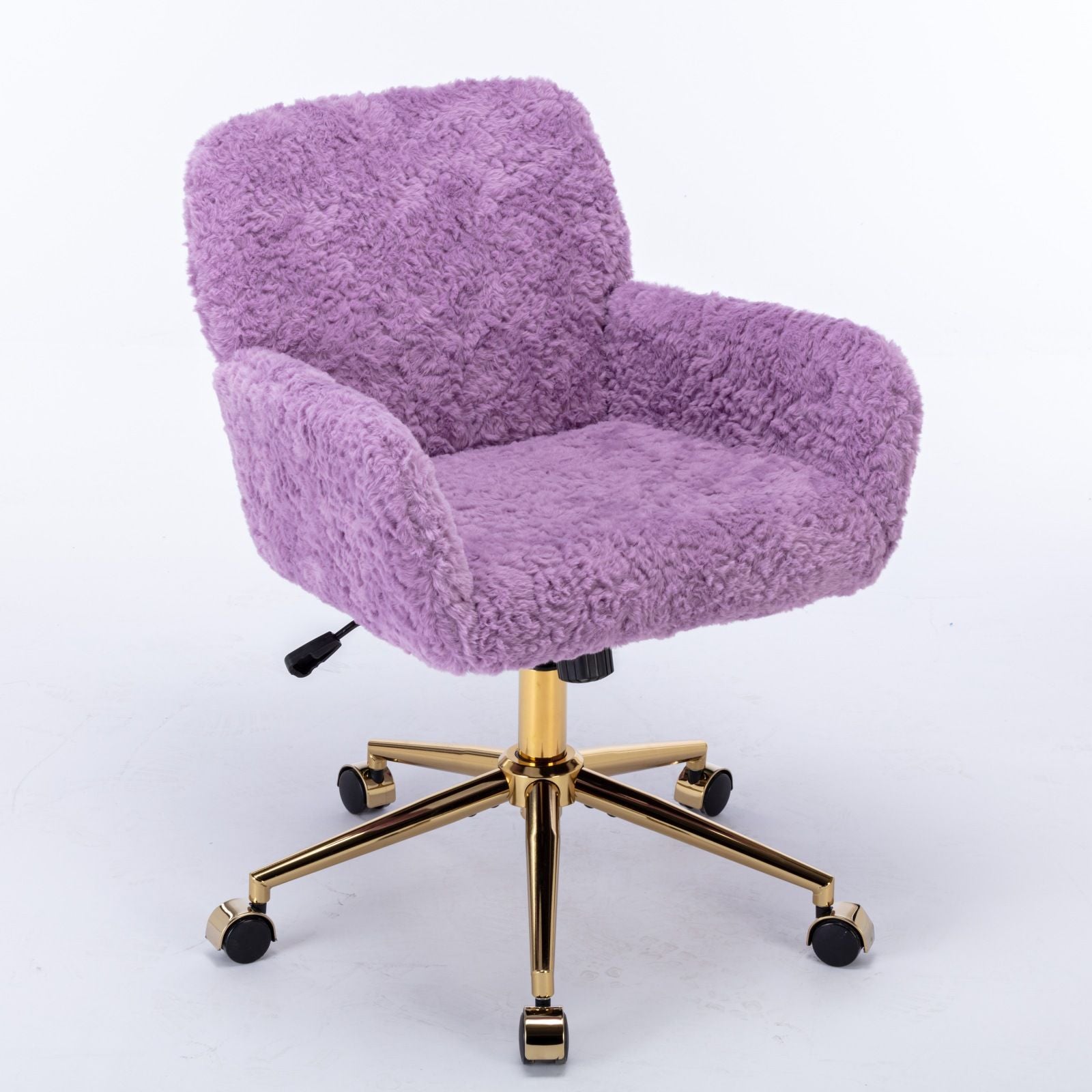 Office Chair, Artificial Rabbit Hair Home Office Chair With Metal Base, Adjustable Desk Chair Swivel Office Chair, Vanity Chair