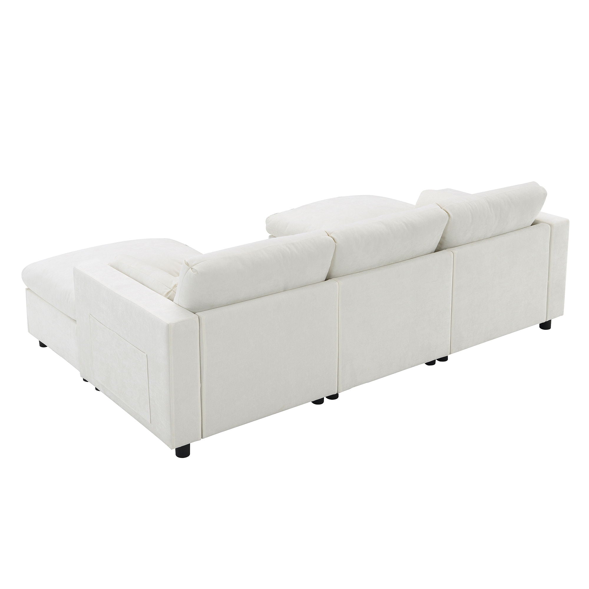 Modular Sectional With Storage Pockets, 5 Seat U Shaped Couch Set With Pillows, Free Combination Modern Cloud Sofa With 2 Movable Ottoman