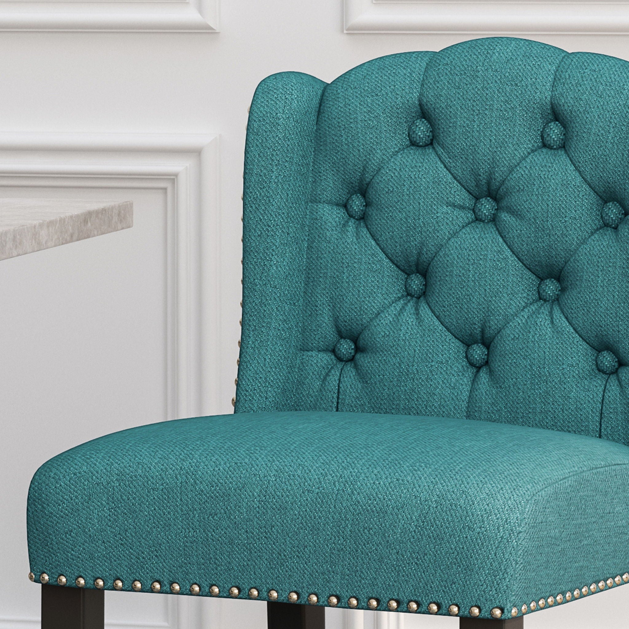 Vienna - Fabric Tufted Counter Stool With Nailhead Accents (Set of 2)