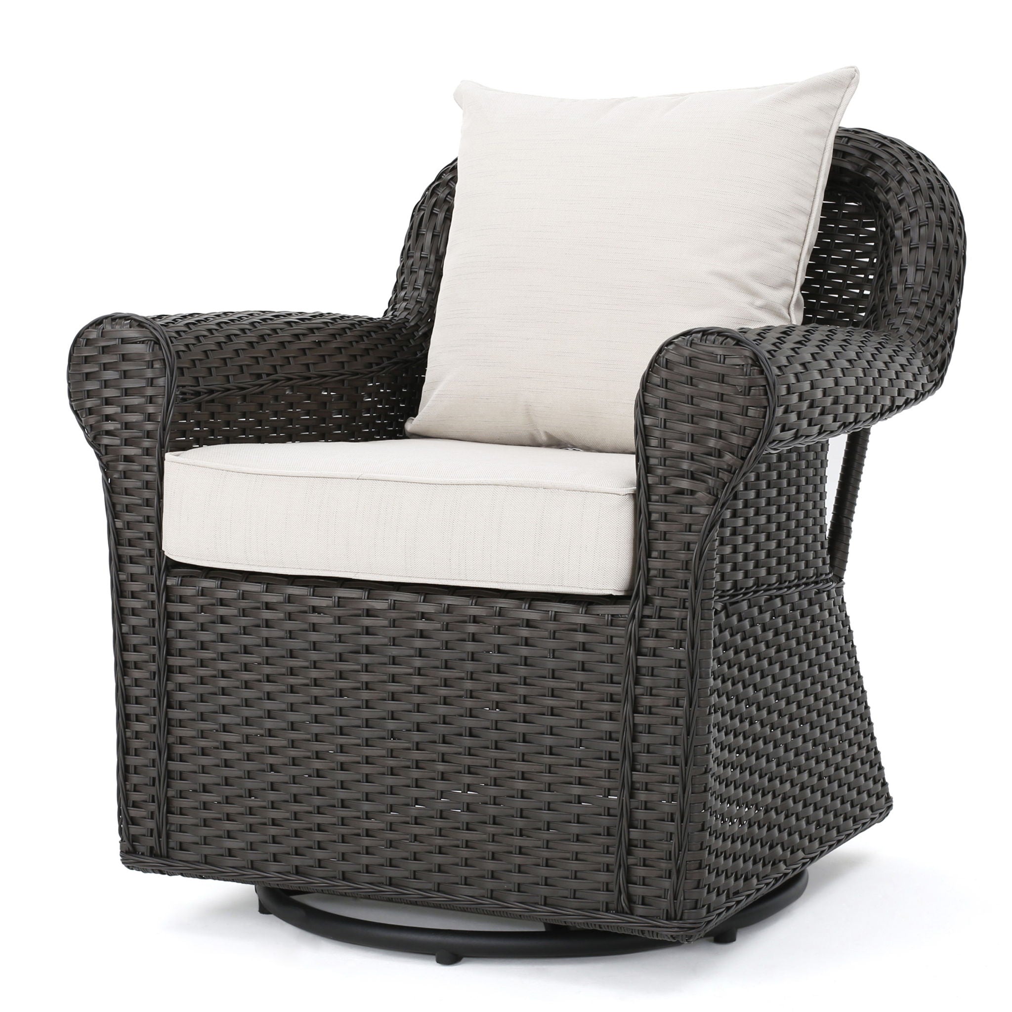 Amaya - Outdoor Swivel Rocker Chair With Water Resistant Cushions - Brown / Beige