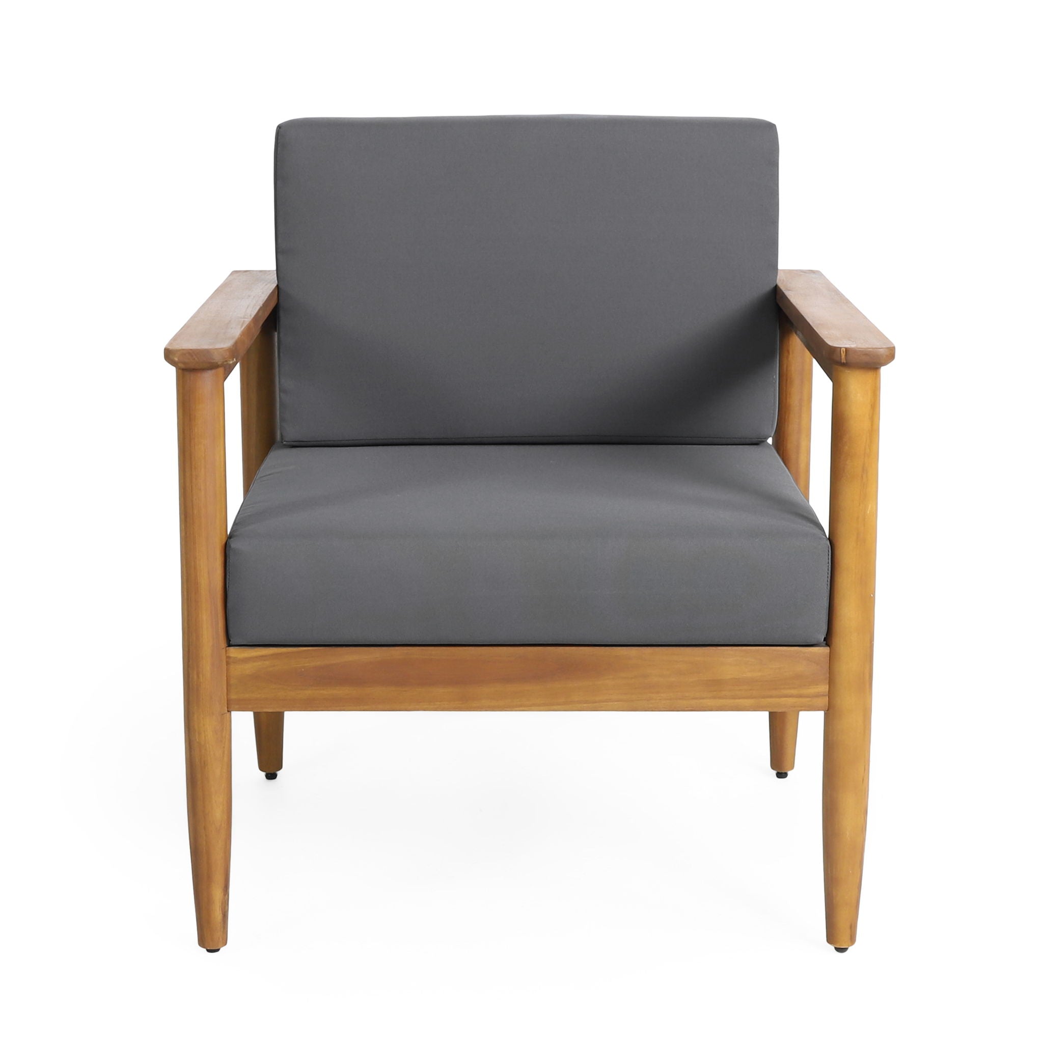Outdoor Club Chair, Patio Chair With Teak Acacia Wood Frame - Dark Gray