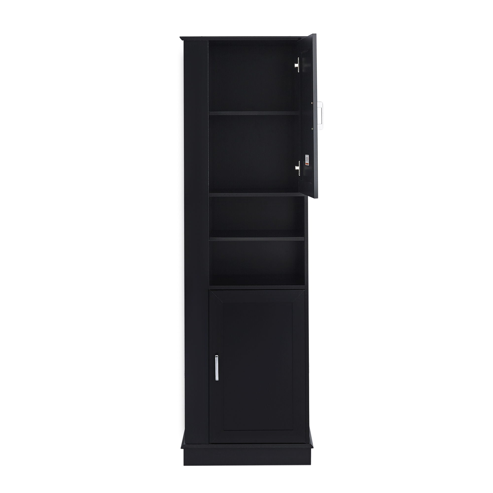 Tall Freestanding Bathroom Storage Cabinet With Adjustable Shelves And Side Hooks Board, Rectangle Design