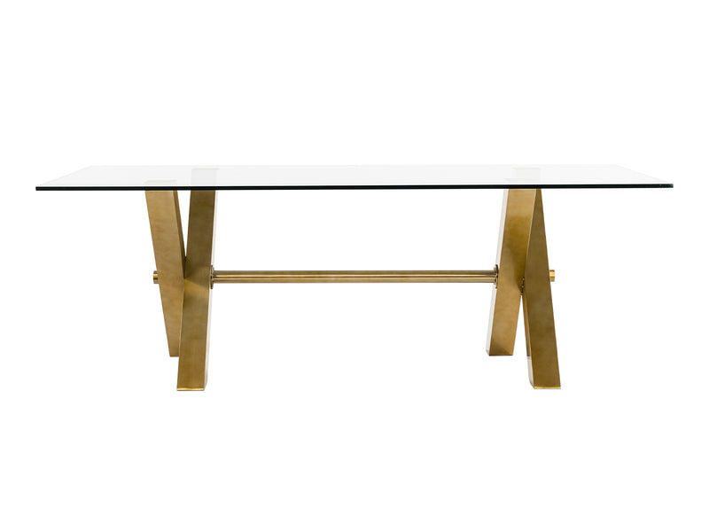Modrest Dandy - Modern Golden & 15mm Glass Dining Table