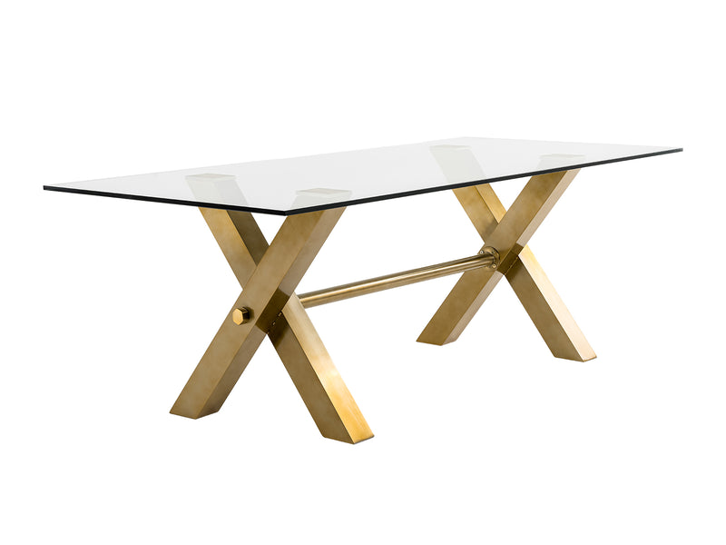 Modrest Dandy - Modern Golden & 15mm Glass Dining Table