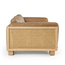 Divani Casa Danson - Modern Tan Leather + Wicker Sofa