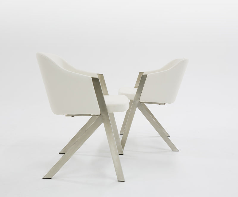 Modrest Darcy Modern White Leatherette Dining Chair (Set of 2)