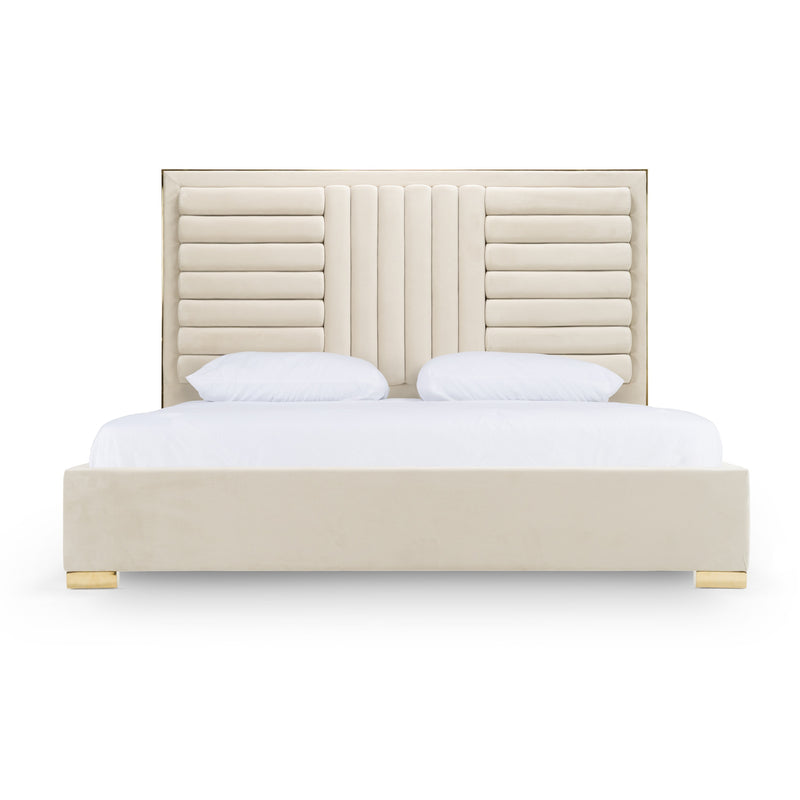 Modrest Daystar - Modern Beige Velvet & Gold Bed
