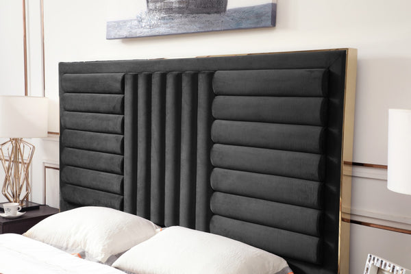 Modrest Daystar - Modern Dark Brown Velvet & Gold Bed