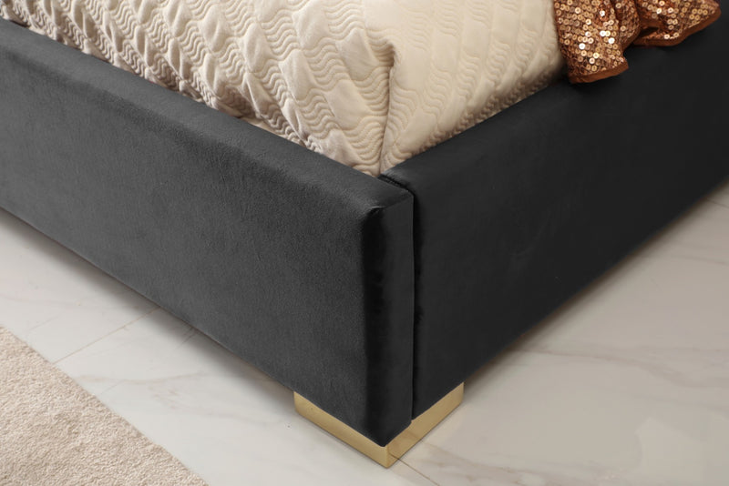 Modrest Daystar - Modern Dark Brown Velvet & Gold Bed