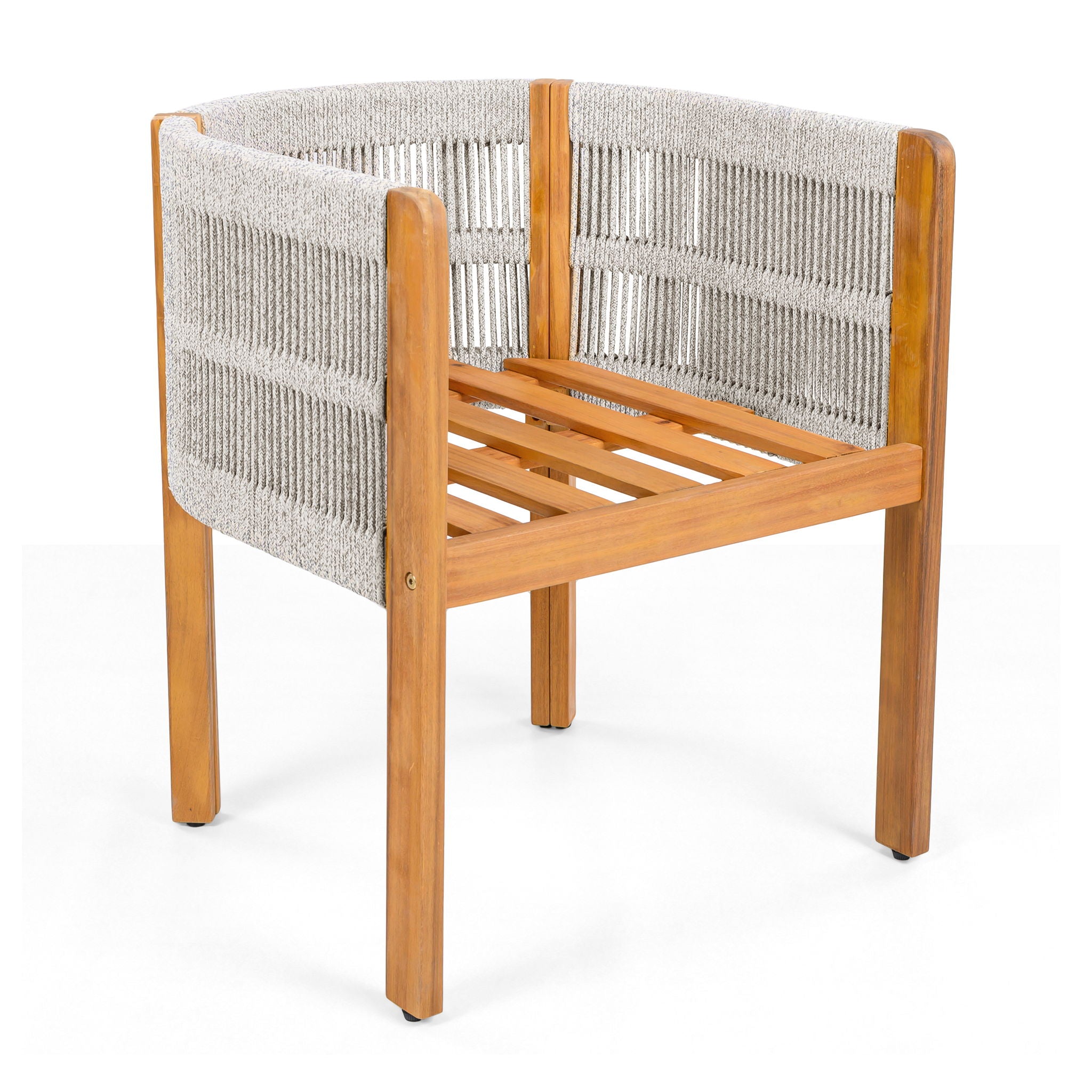 Outdoor Dining Chairs & Rope Handles (Set of 2) - Beige / Teak