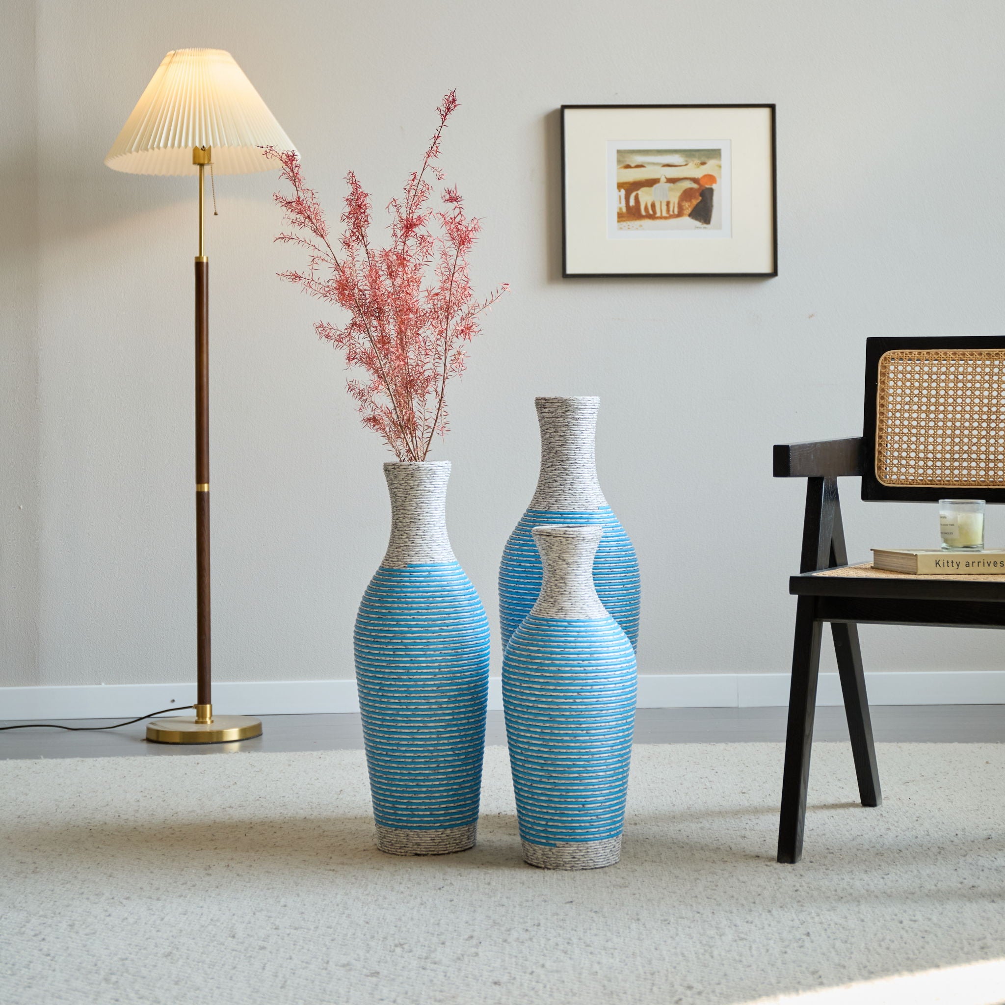 Classic And Neat Floor Vase, High Independent Flower Stand (Set of 3)