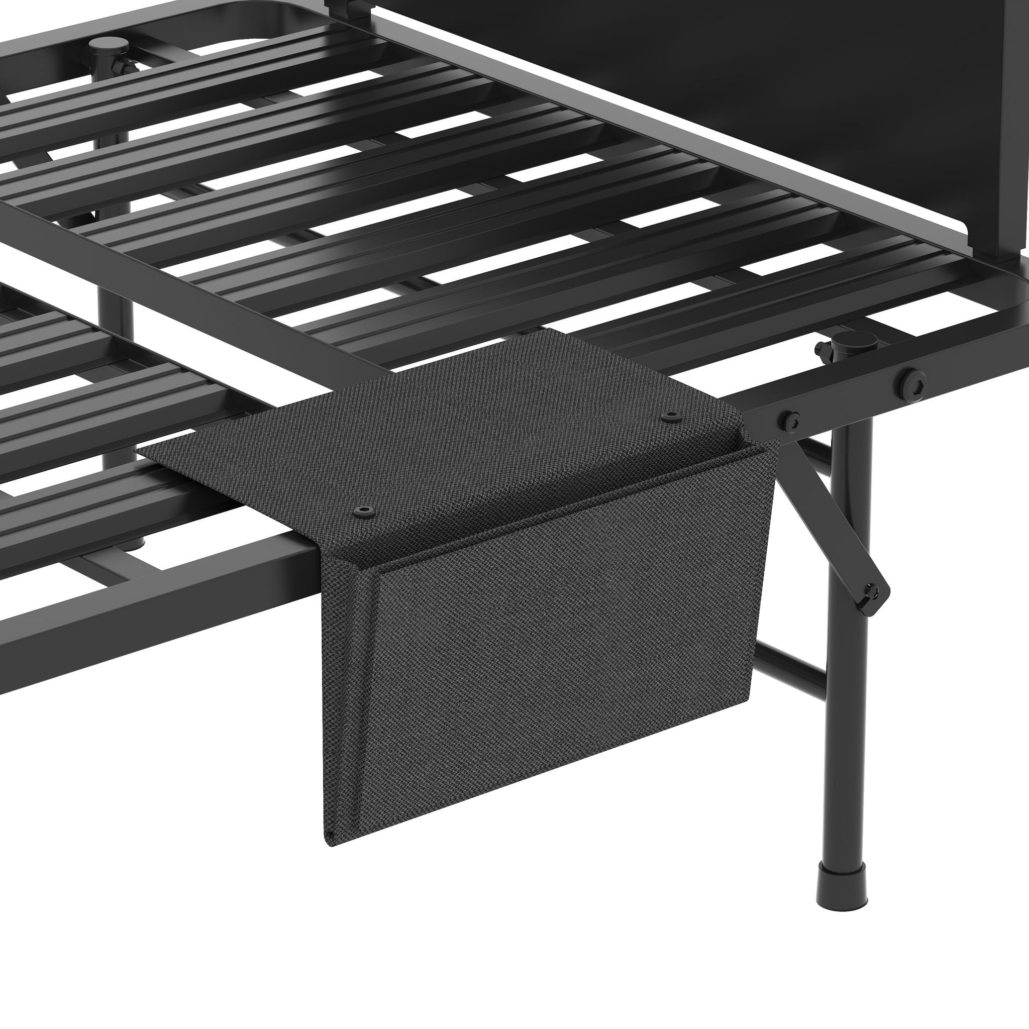Twin Folding Bed With Adjustable Headboard & Memory Foam Mattress, Portable Coton Wheels For Tall People, Space-Saving Guest Bed - Black