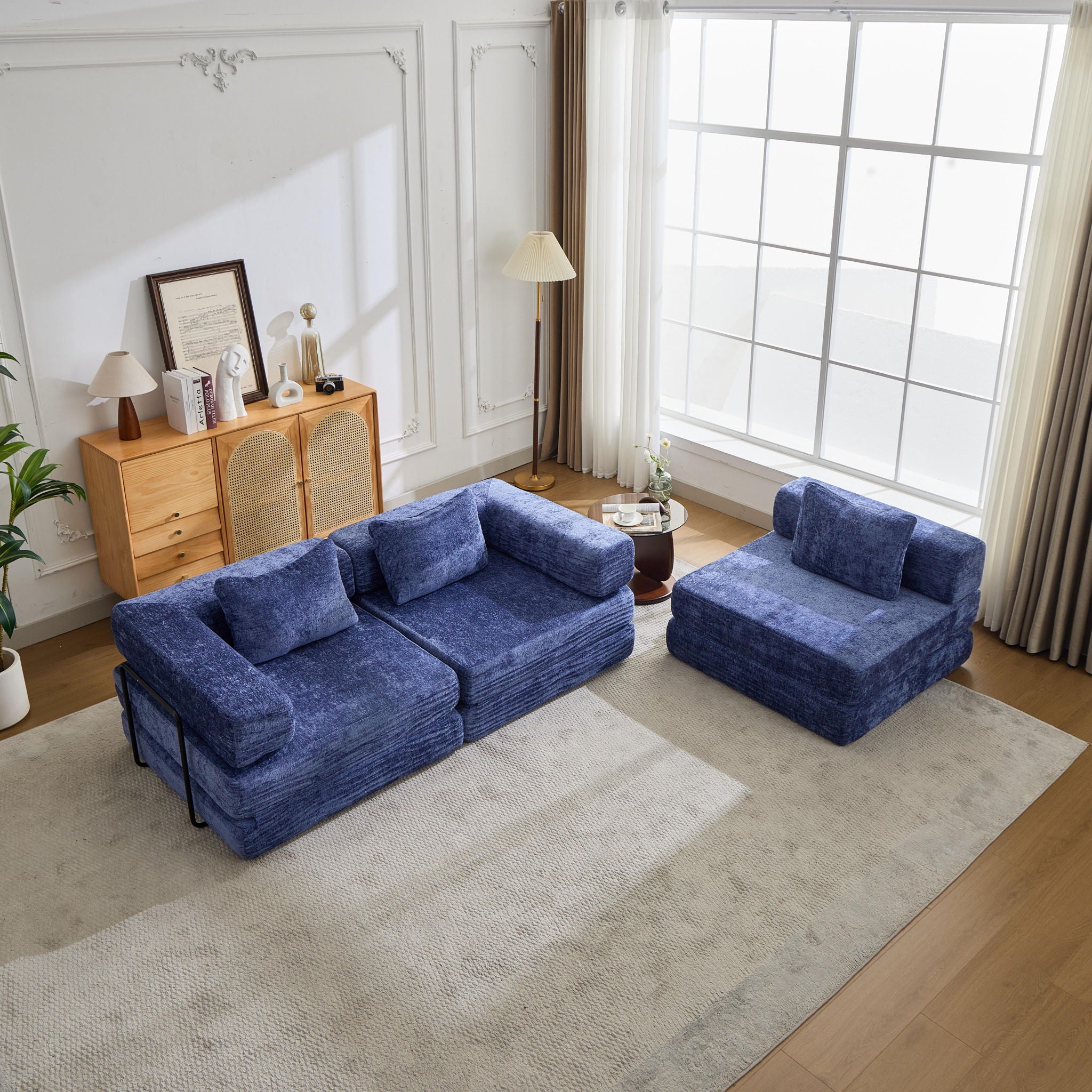 Convertible Floor Sofa Bed, Boneless Modular Sectional Sofa For Living Room