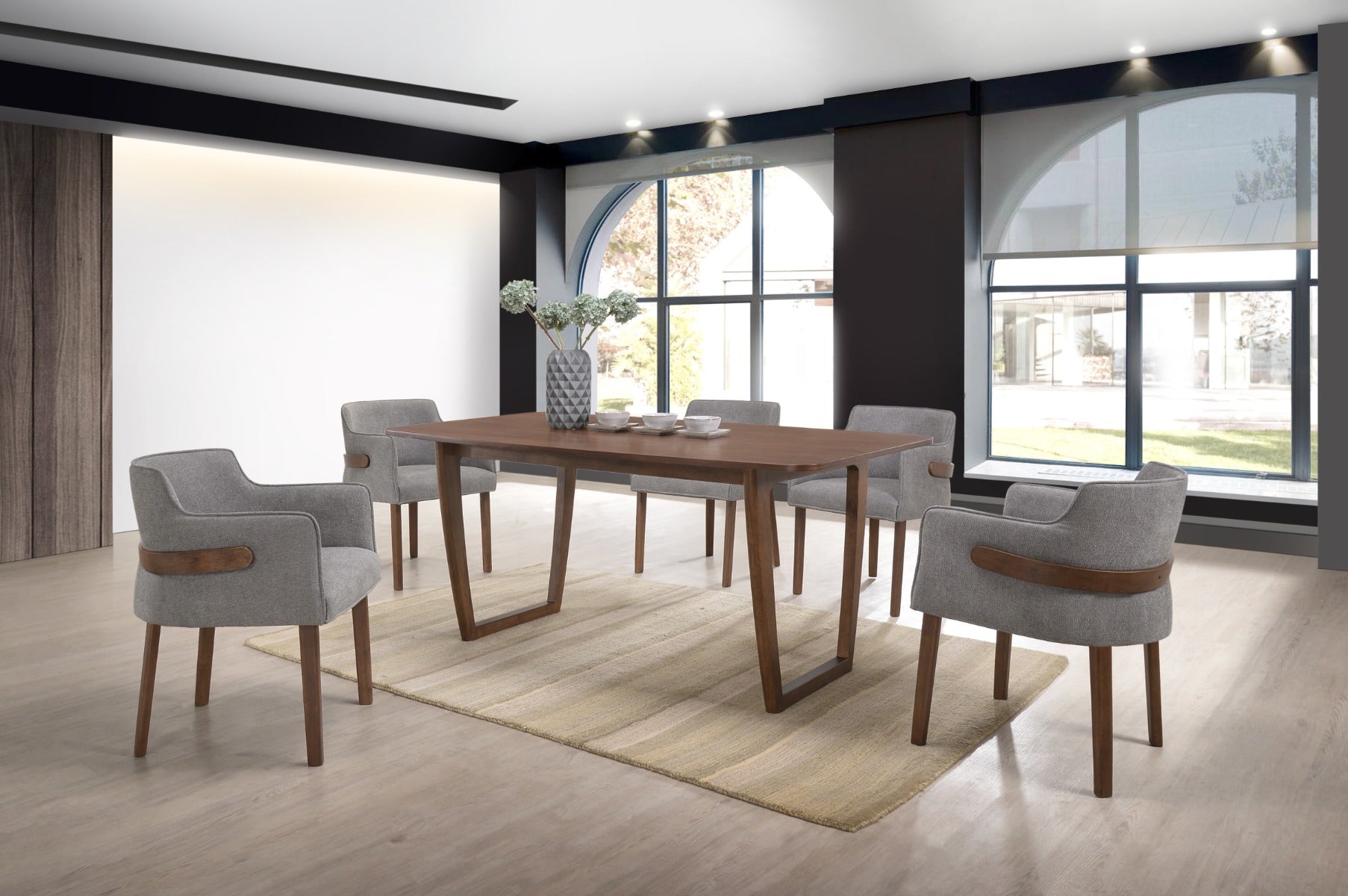 Modrest Jordan Modern Grey & Walnut Dining Chair (Set of 2)