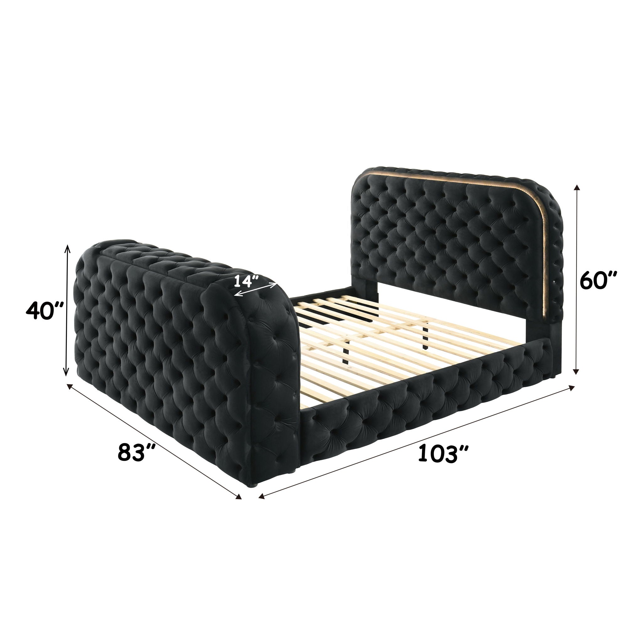 Kana - Eastern King Bed With LED, Fireplace & TV Stand - Black