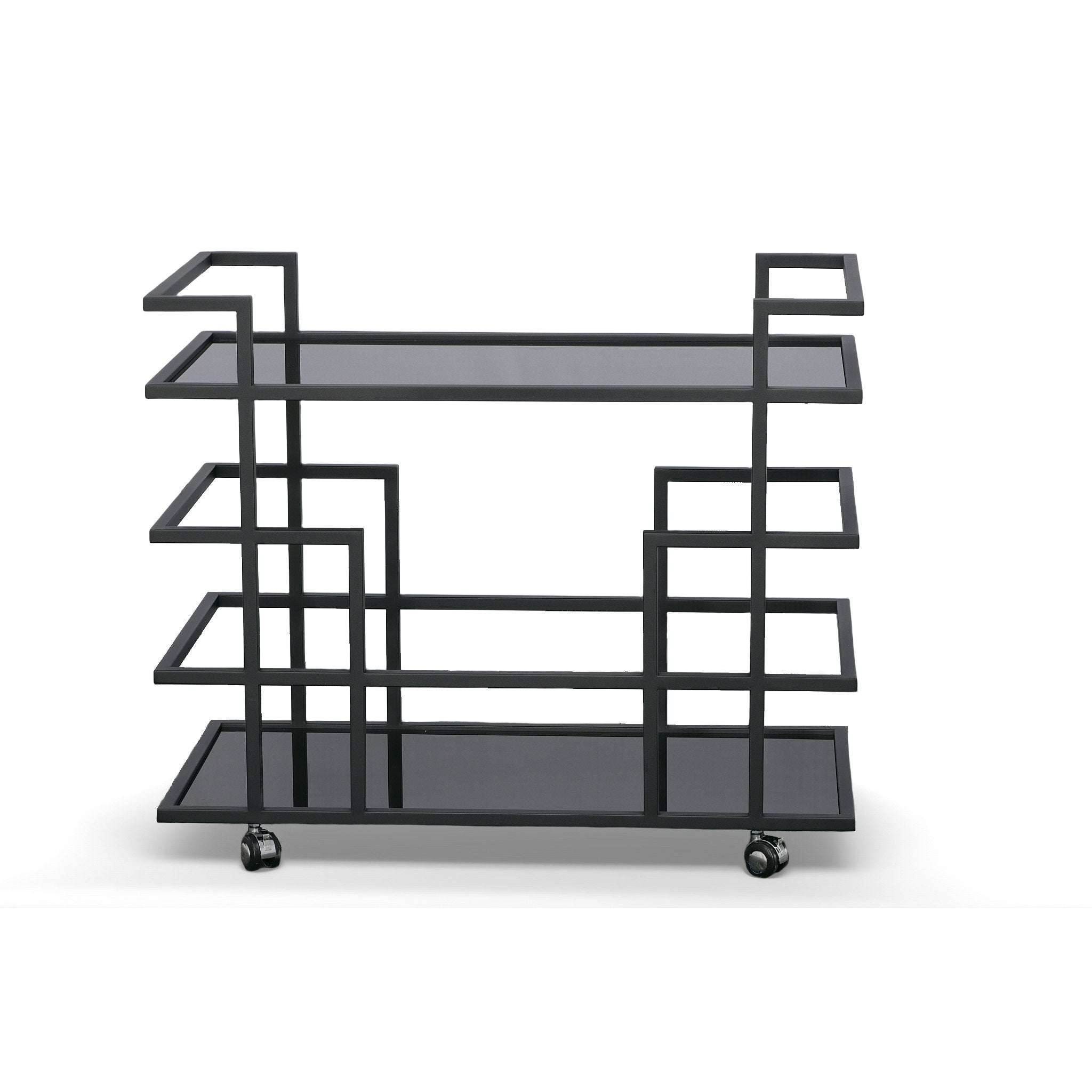 Modrest Deakin - Black Stainless Steel and Black Glass Wine Rack
