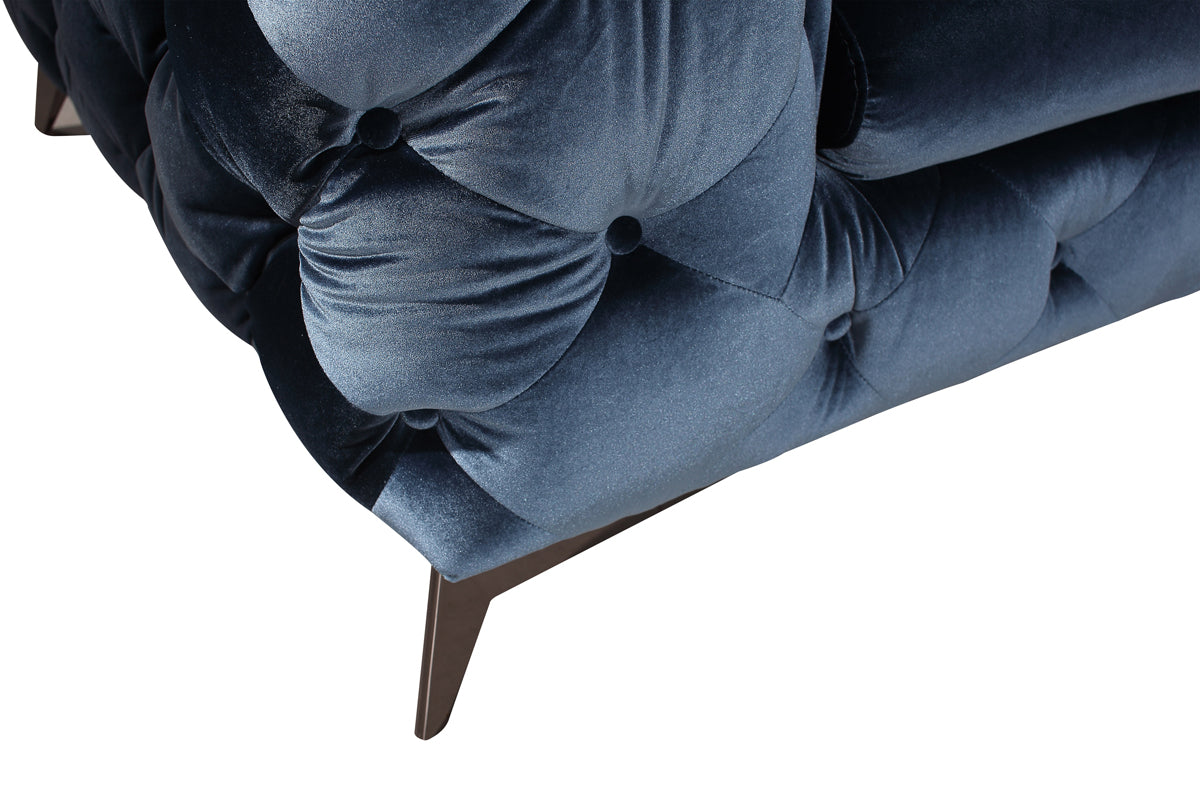 Divani Casa Delilah Modern Blue Fabric Loveseat